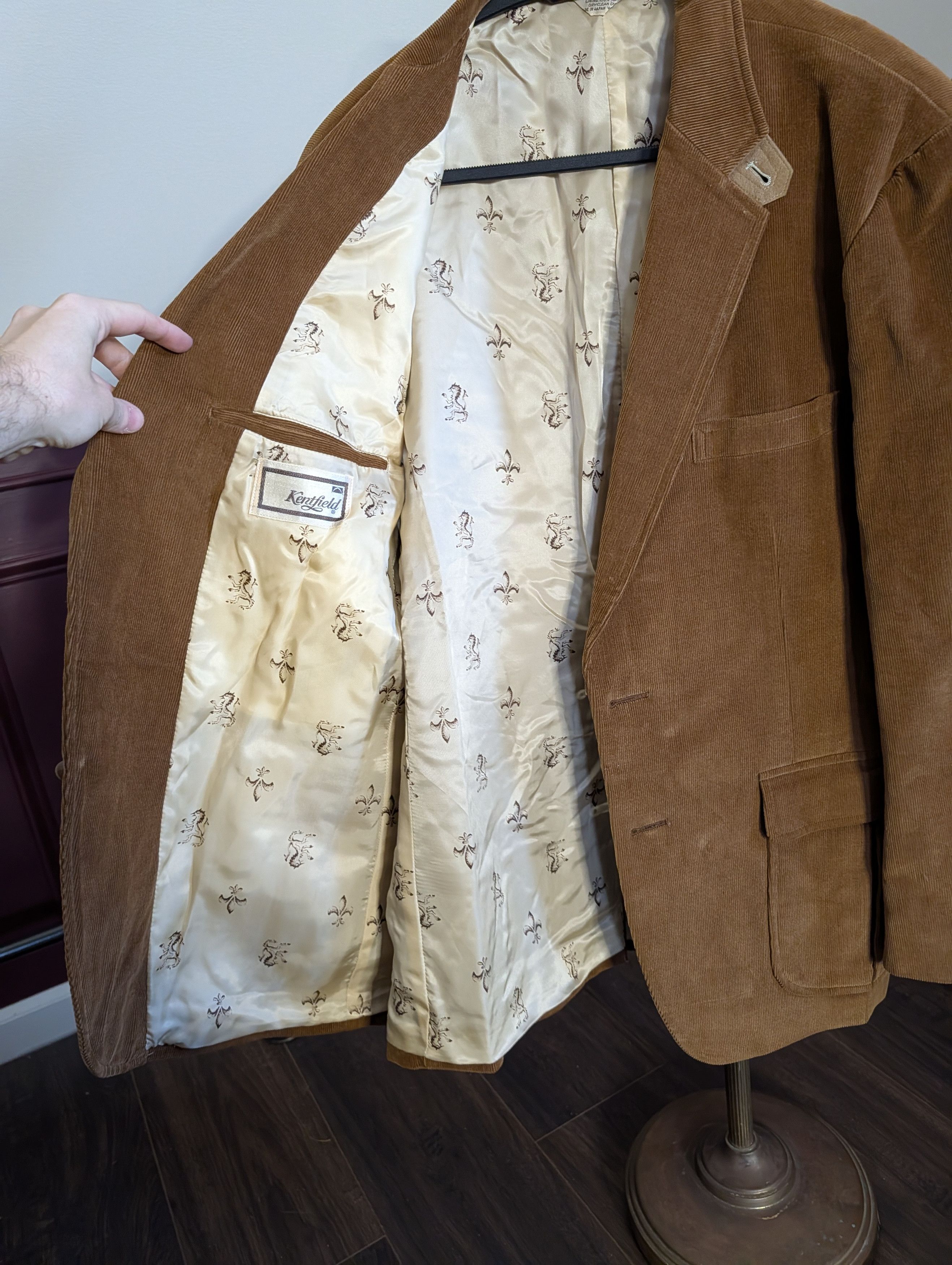 Japanese Brand KENTFIELD vtg corduroy elbow patch suede jacket fleur de lis Size 42R - 10 Thumbnail