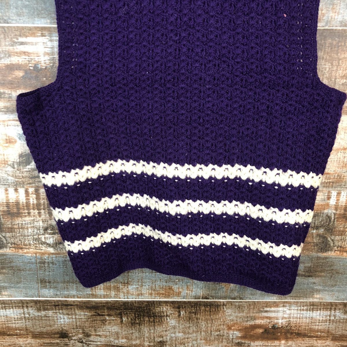 Homespun Knitwear × Japanese Brand × Vintage Japanese Brand Dark Purple Knitwear Vest #A2249 Size M / US 6-8 / IT 42-44 - 15 Thumbnail