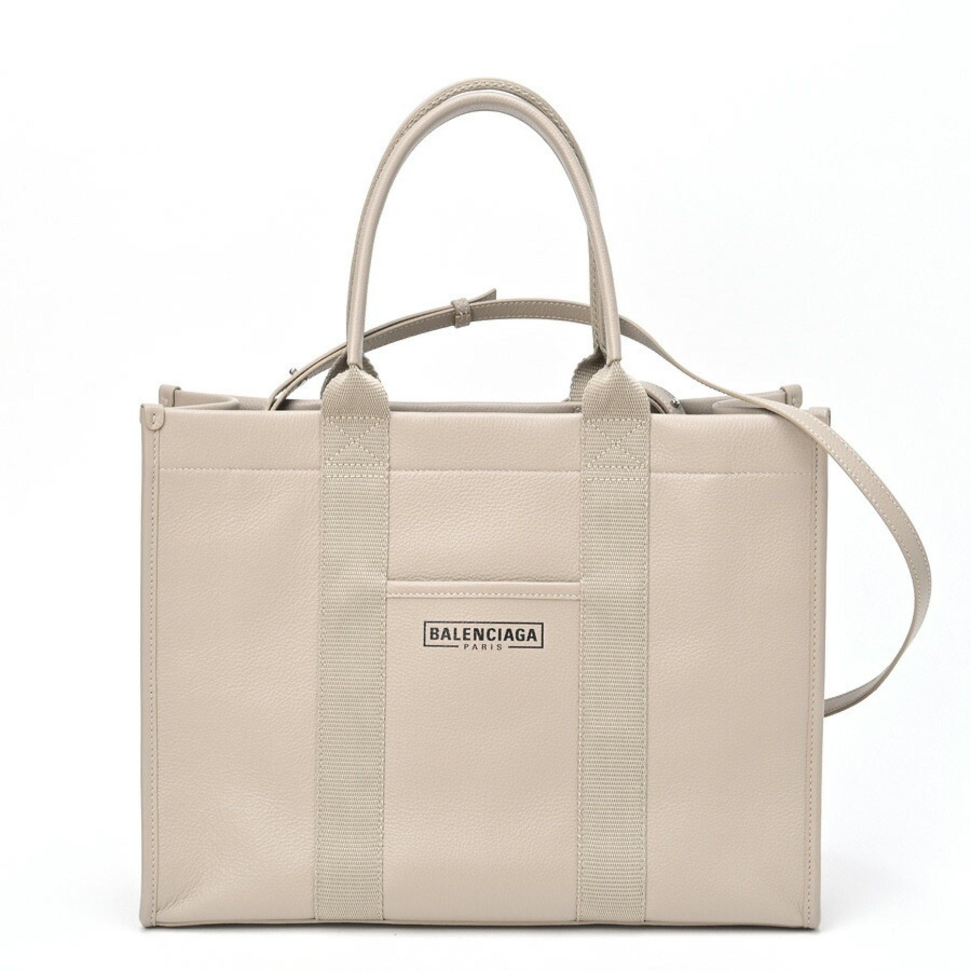 image of Balenciaga Hardware Tote Bag 671400 Leather Beige in White, Women's