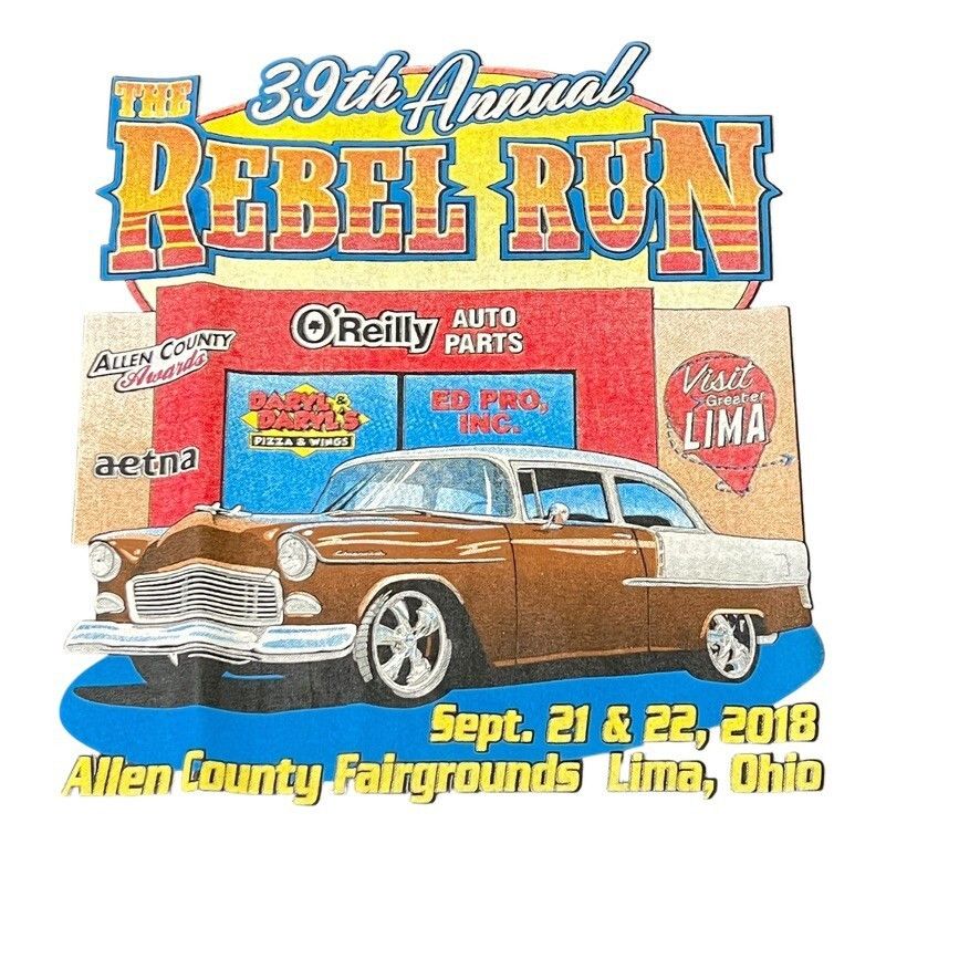 Jerzees 39th Annual Rebel Run Car Truck Lima Ohio 2018 Gray Men's T- Size US XL / EU 56 / 4 - 2 Thumbnail