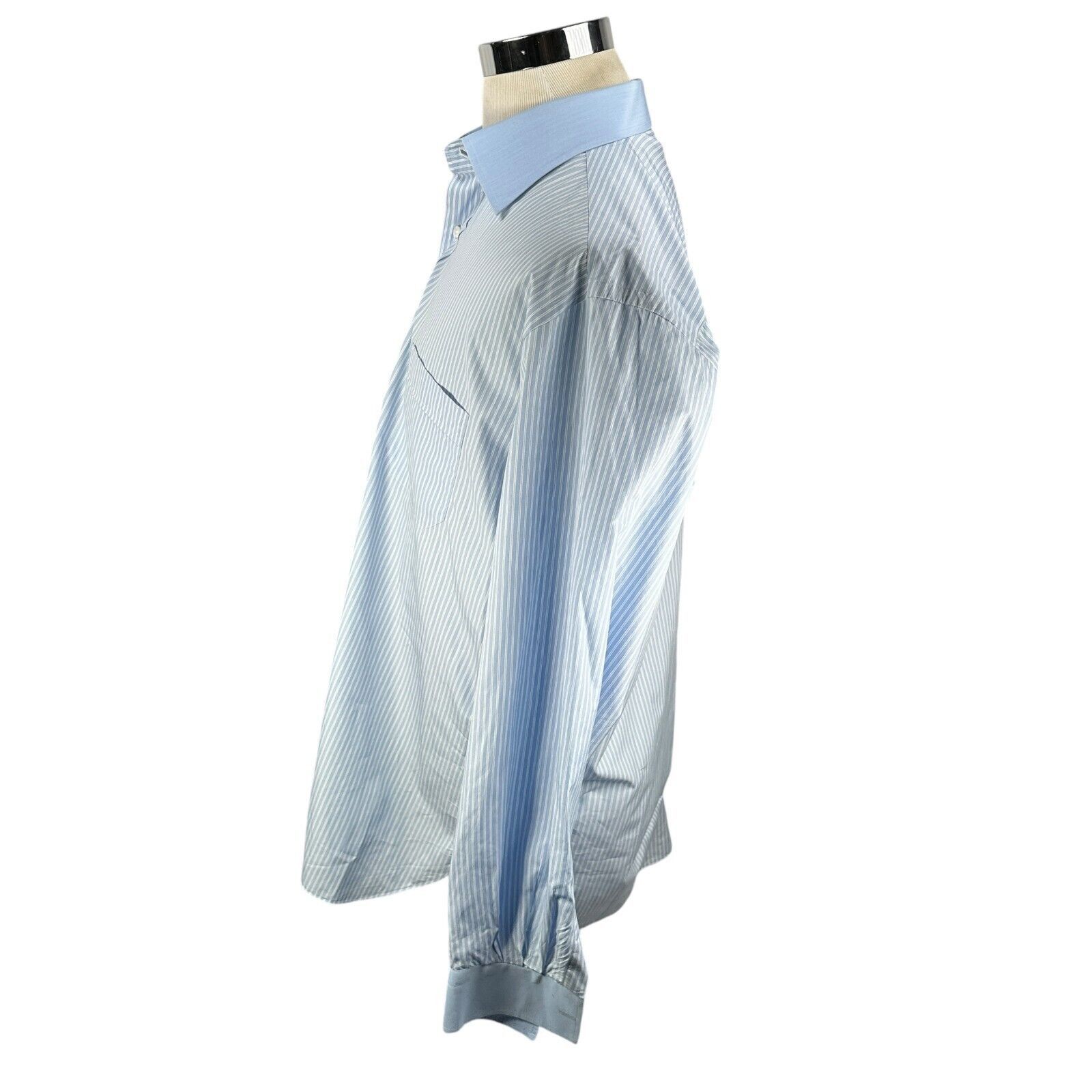 The Unbranded Brand Marol Bologna Dress Shirt Mens 43 17 Blue White Striped Size US L / EU 52-54 / 3 - 4 Thumbnail