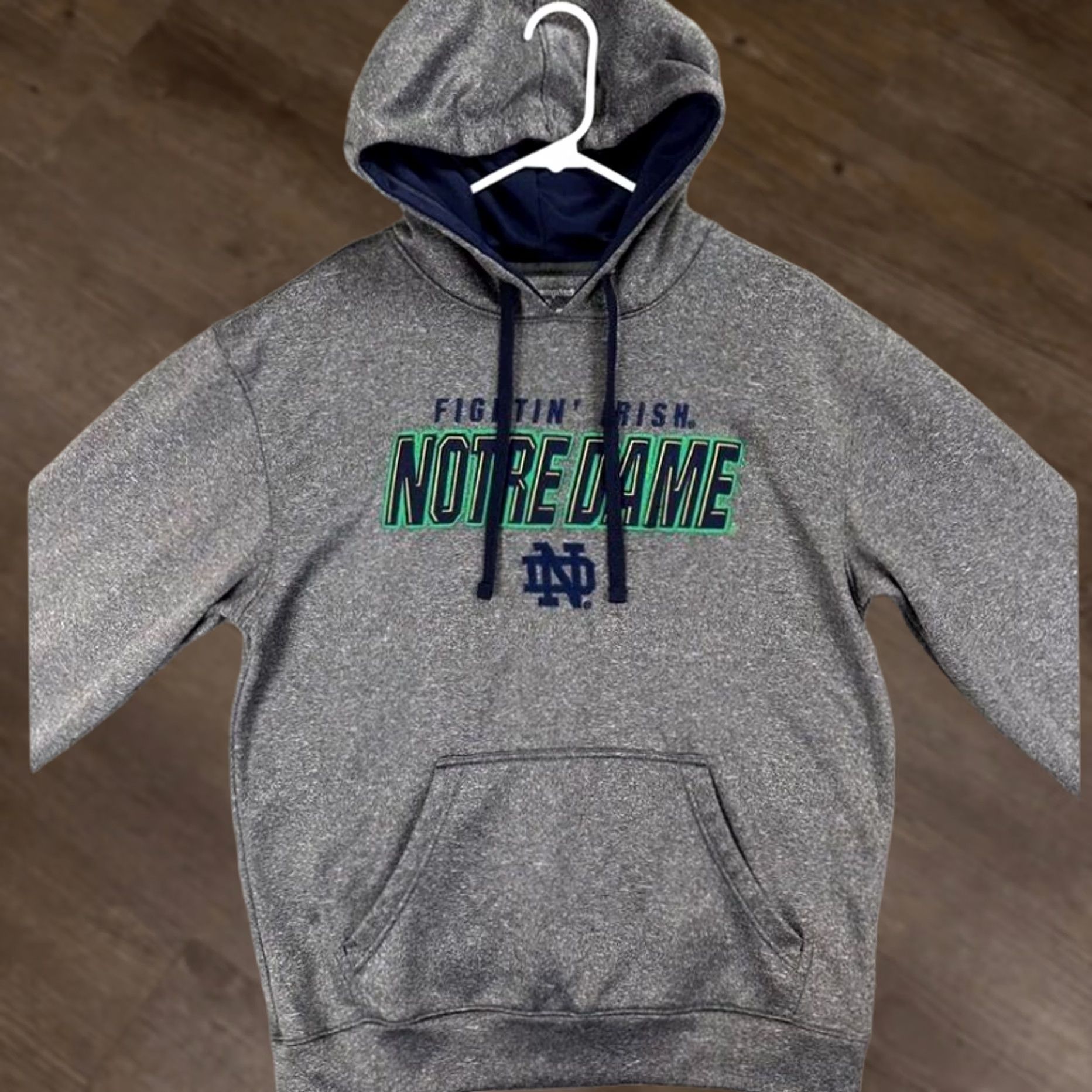 Champion Notre Dame Fighting Irish Hoodie Sweatshirt Mens Medium Grey Drawstring Champion Size US M / EU 48-50 / 2 - 1 Thumbnail