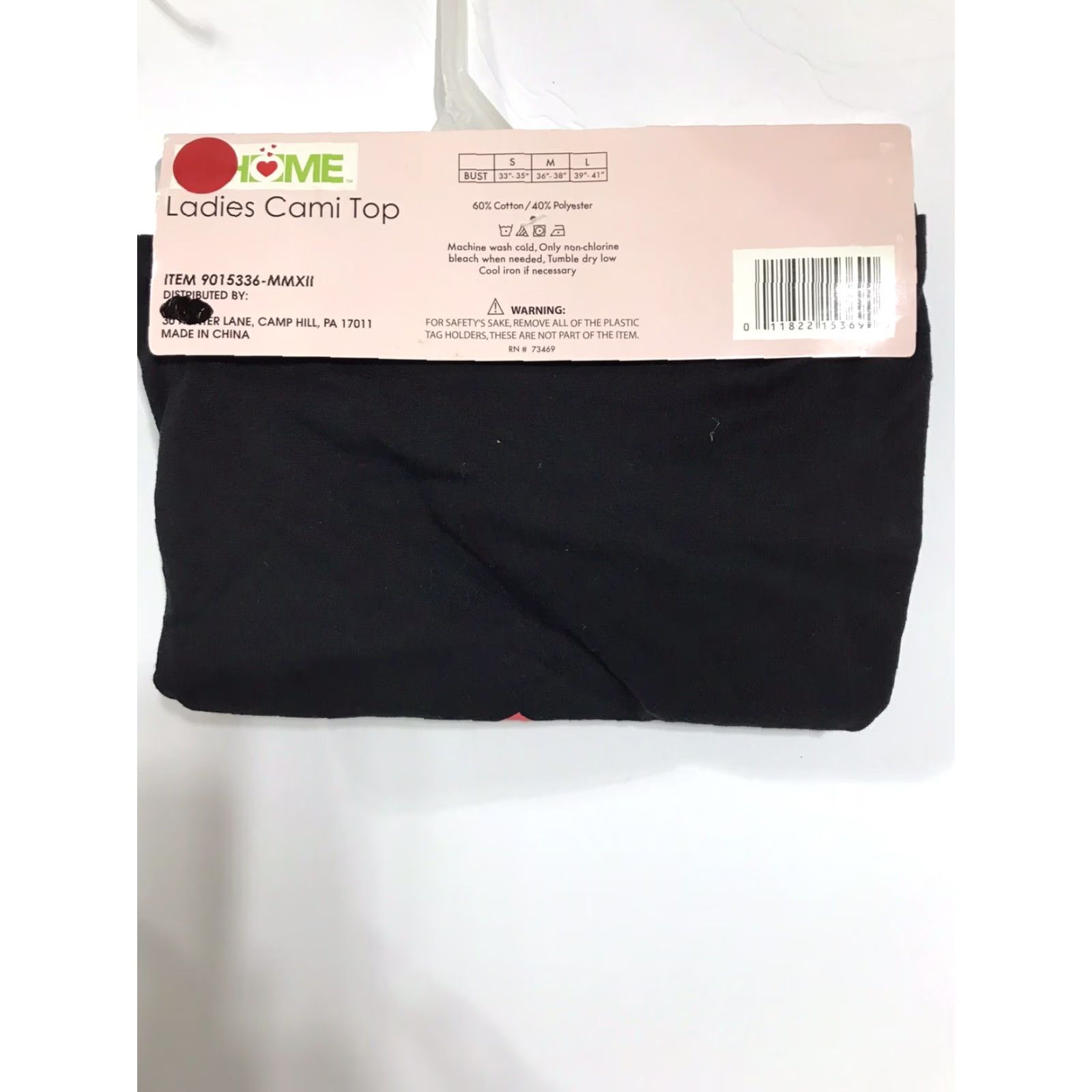 Vintage Intimates By Exquisite Apparel Black Graphic Print Cami Top Womens M Casual Spaghetti Strap Machine Washable Comfort Size M / US 6-8 / IT 42-44 - 2 Thumbnail