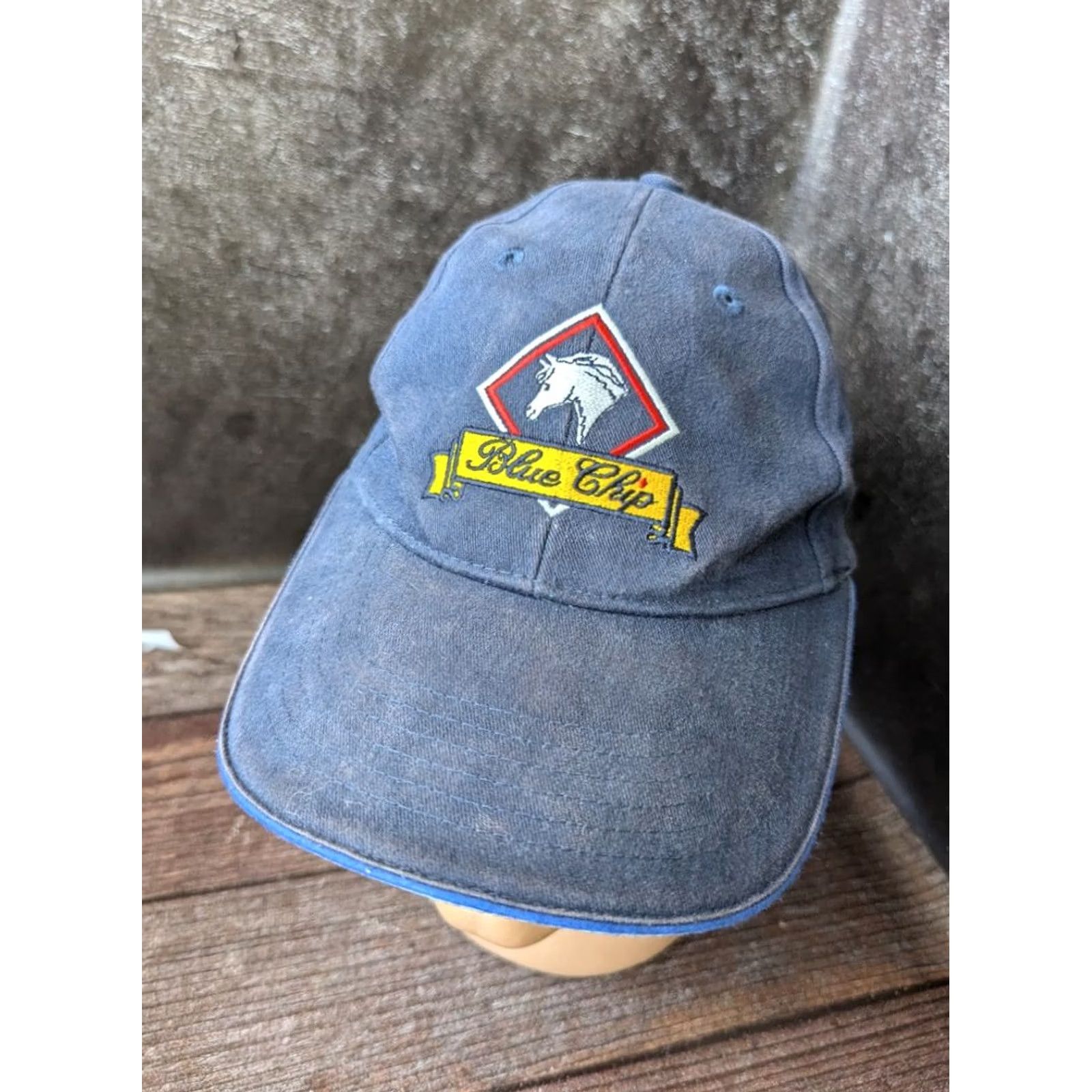 Vintage Blue Chip Feed Blue Baseball Cap Men One Size Blue Baseball Cap Size ONE SIZE - 2 Thumbnail
