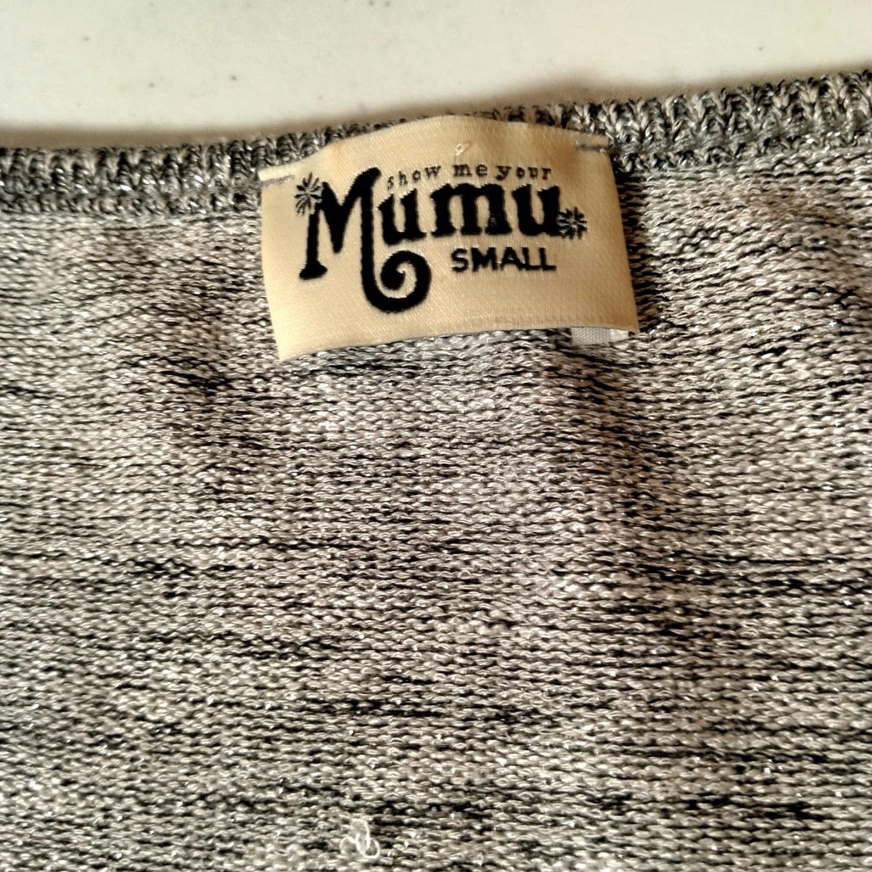 Show Me Your MuMu VINTAGE Show Me Your MuMu Sweater Small Knit Crop Top Tie Waist Silver Metallic Size S / US 4 / IT 40 - 3 Thumbnail