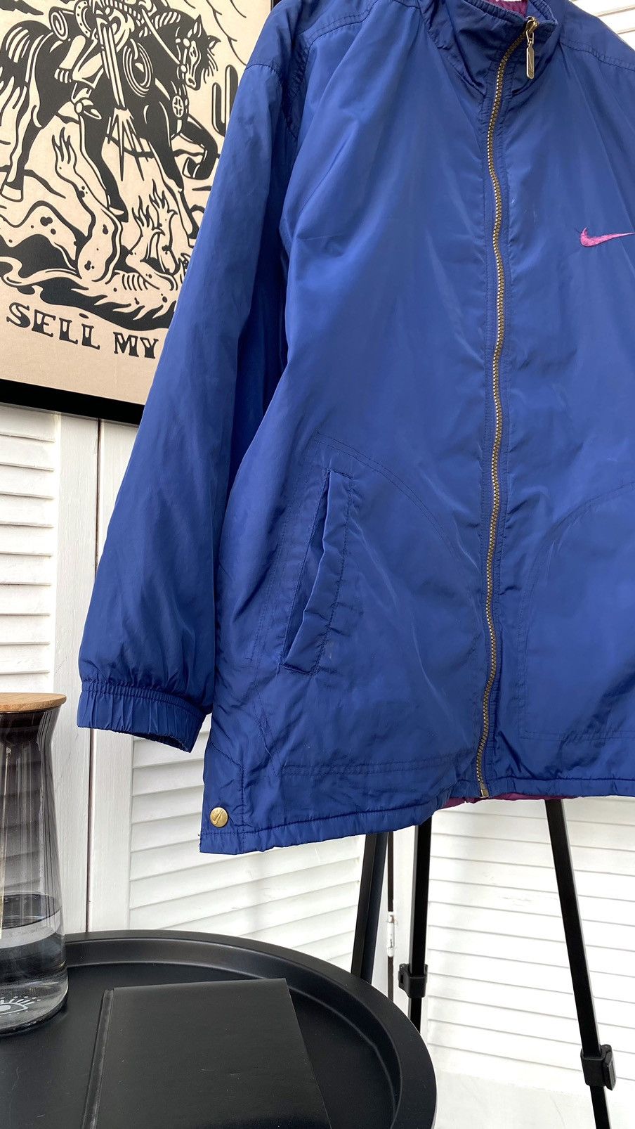 Nike × Vintage Vintage Nike Big Swoosh Logo Nylon Coat Jacket Size US L / EU 52-54 / 3 - 3 Thumbnail