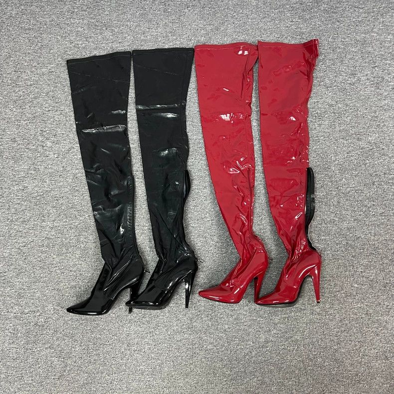 Saint Laurent Paris High Heel Shoes Super Long Boots in Black, Women's (Size 8.5)