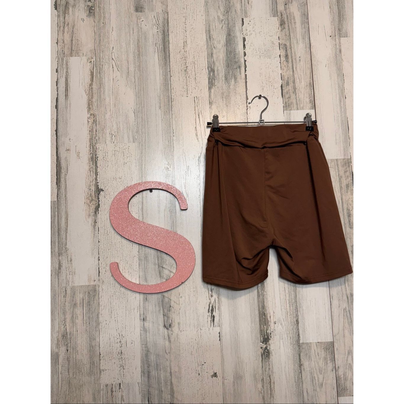 Other Brown High Waist Stretch Biker Shorts Size S – Soft Polyester, Comfy Fit Size 27" / US 4 / IT 40 - 2 Thumbnail