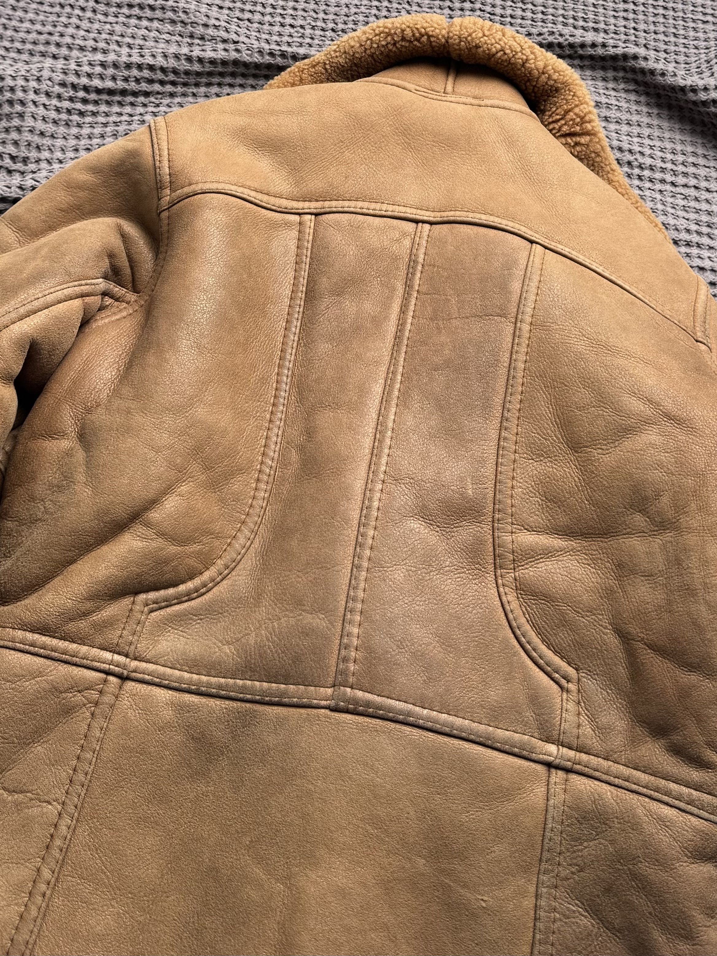 Vintage Vintage Real Shearling Sheepskin Aviator Coat Belted Jacket Size L / US 10 / IT 46 - 10 Thumbnail