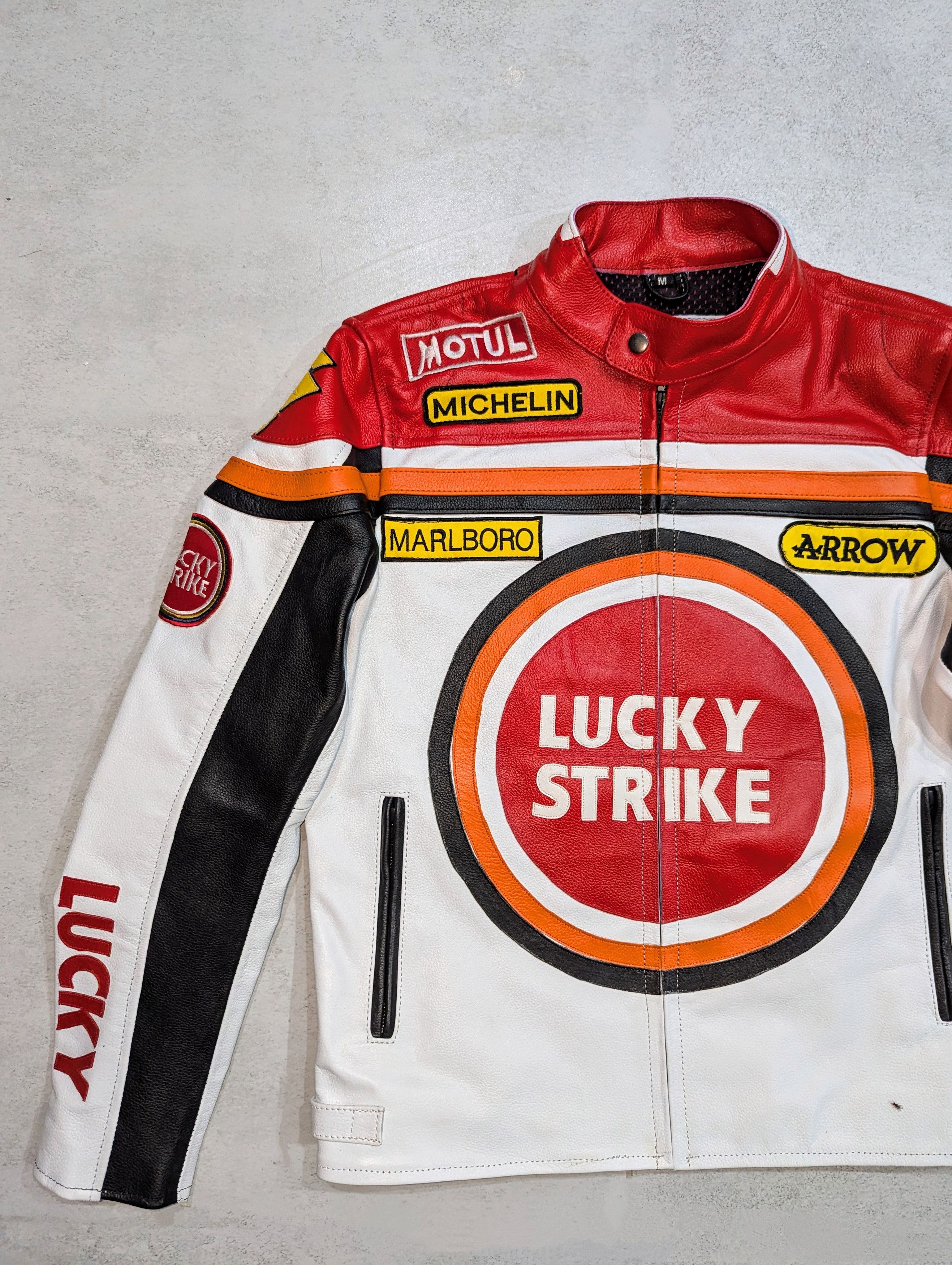 🔥 LUCKY STRIKE 🔥 RARE 90s LEATHER JACKET STREETWEAR