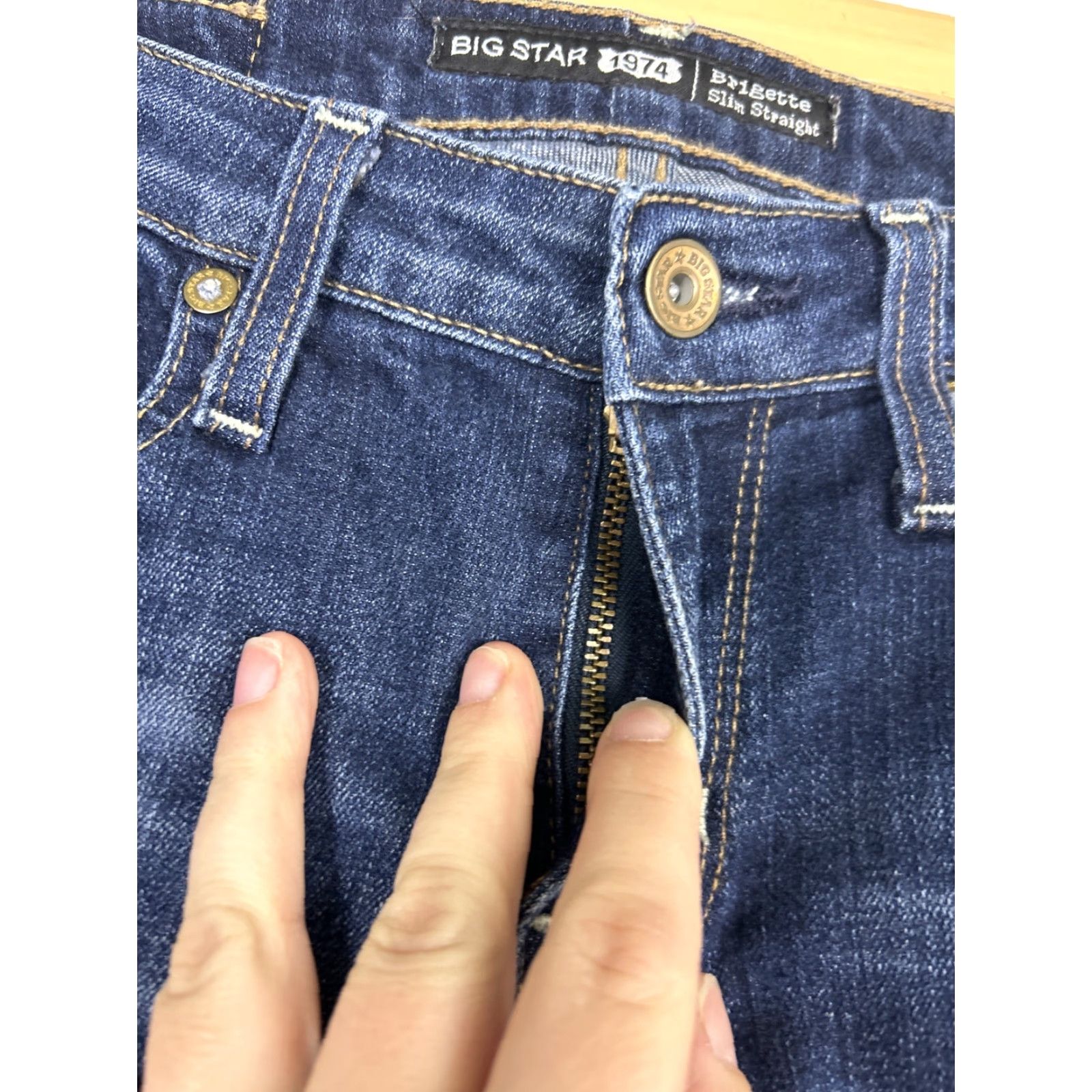 Vintage BIG STAR Jeans Womens Bootcut 26R 28x32 Dark Blue Low Rise 5-Pocket Embroidered Logo N/A Size 26" / US 2 / IT 38 - 7 Thumbnail