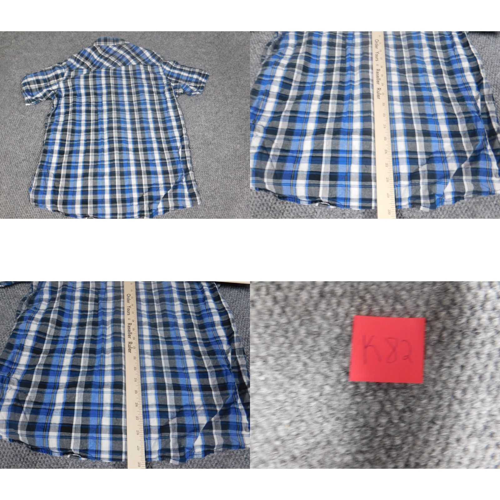 Carbon Carbon Mens Shirt L blue plaid Button-Down Short Sleeve Slim Casual Size US L / EU 52-54 / 3 - 9 Thumbnail