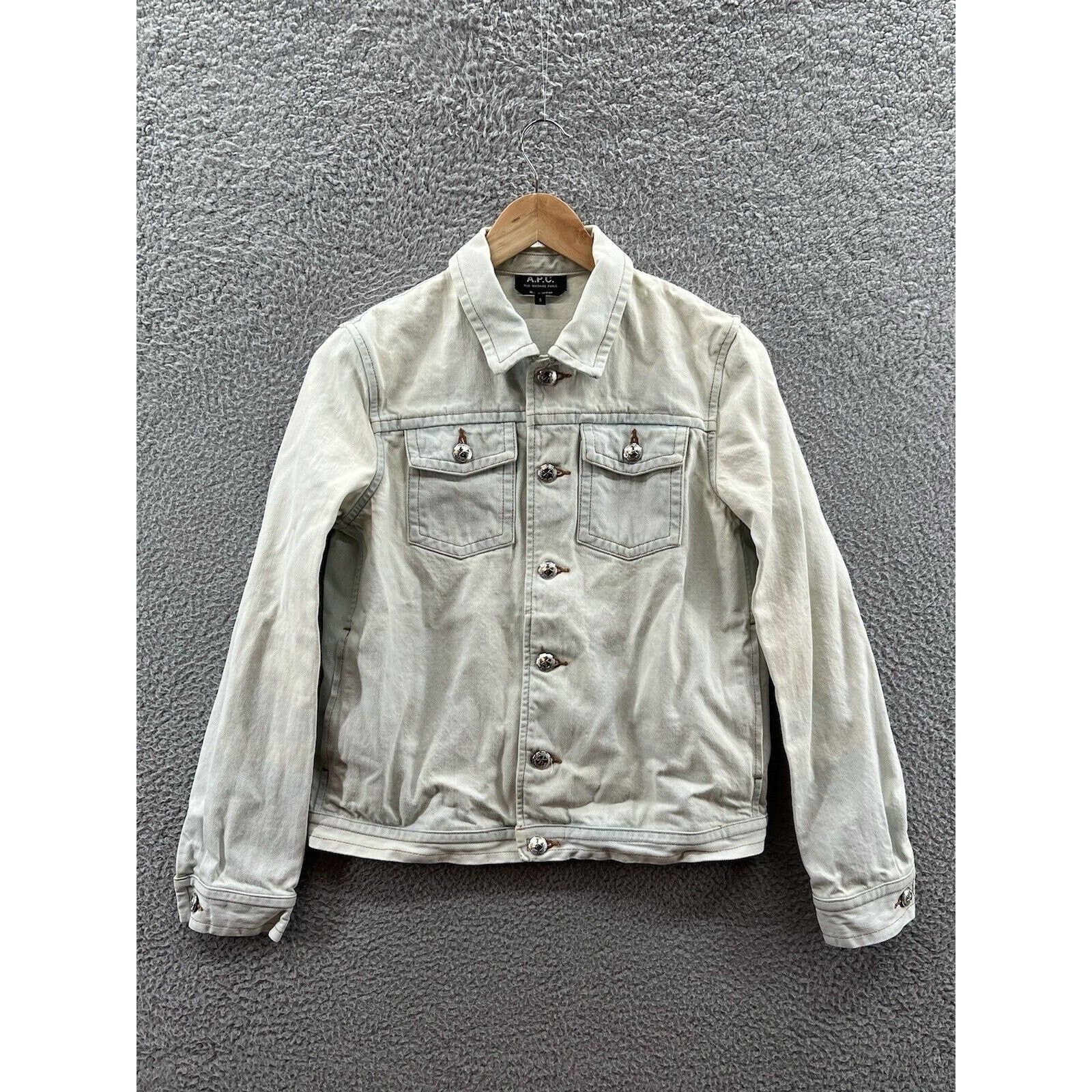 100% Cotton Off White Trucker Denim Jacket Size Small