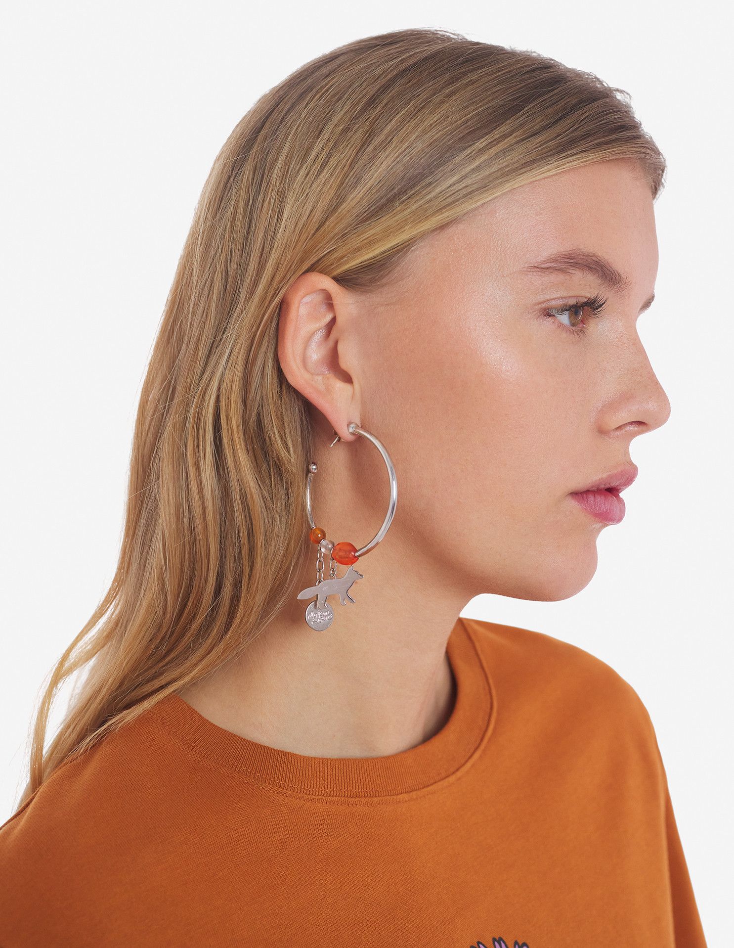 Maison Kitsune o1s22i1n0724 Size: OS / Fox Beads Hoop Earrings in Silver Size ONE SIZE - 3 Thumbnail