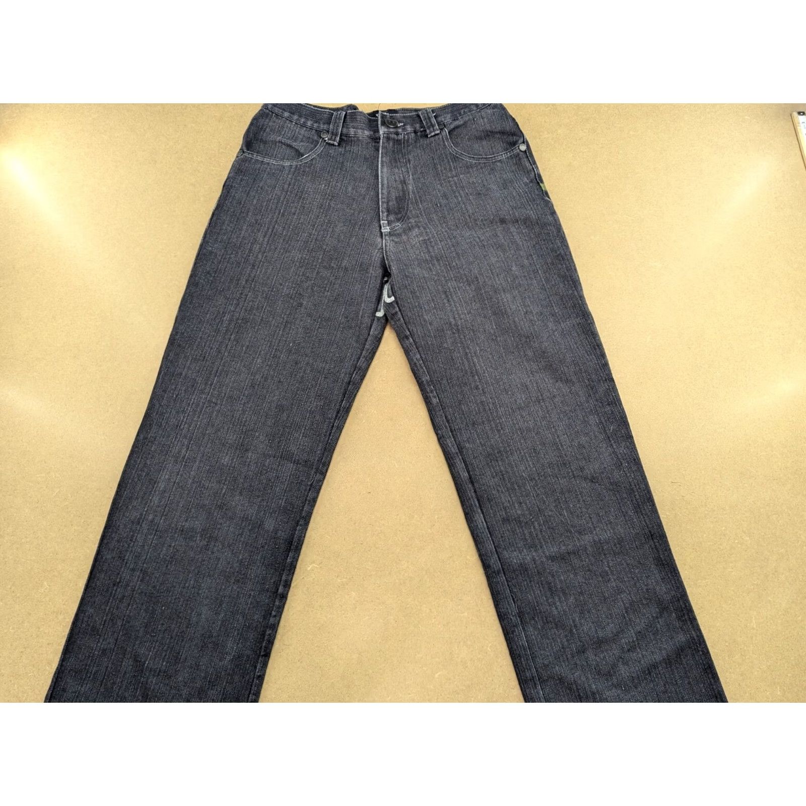 ESPIRIT VINTAGE Raw Blue Sacred Spirit Jeans W33 L29.5 Black Green Wings Straight Womens Size US 33 - 5 Thumbnail