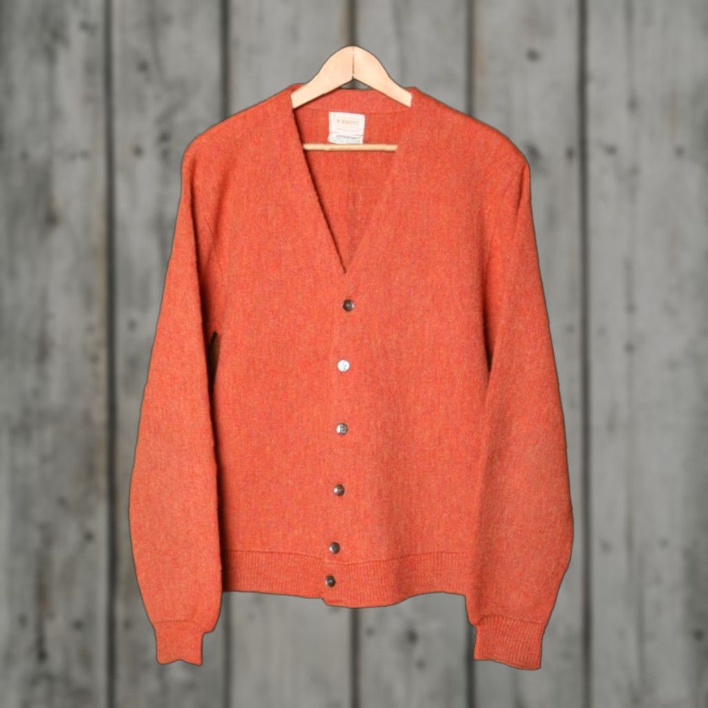 Vintage VINTAGE Brent Montgomery Ward Zefkrome Washable Acrylic Cardigan Sweater Sz. M Men Cardigan Orange Jersey? Size US M / EU 48-50 / 2 - 1 Thumbnail