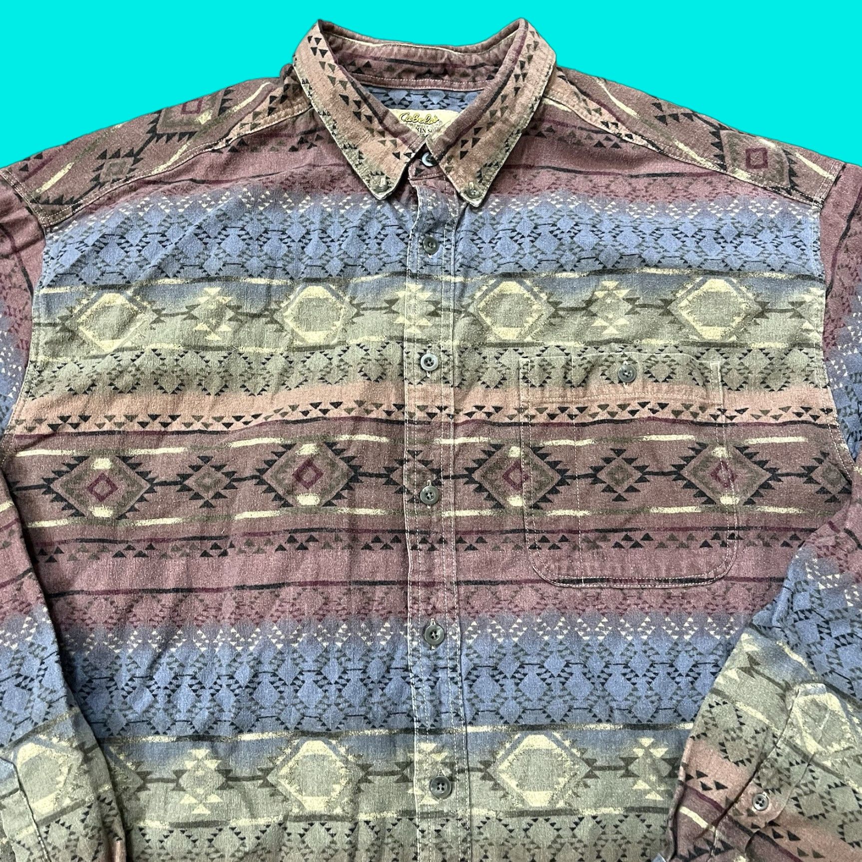 Vintage VINTAGE Cabela's Western Shirt Men 3XL Cotton Blend Aztec Chamois Button-Up Long Sleeve Plaid Cowboy Size US XXL / EU 58 / 5 - 1 Thumbnail
