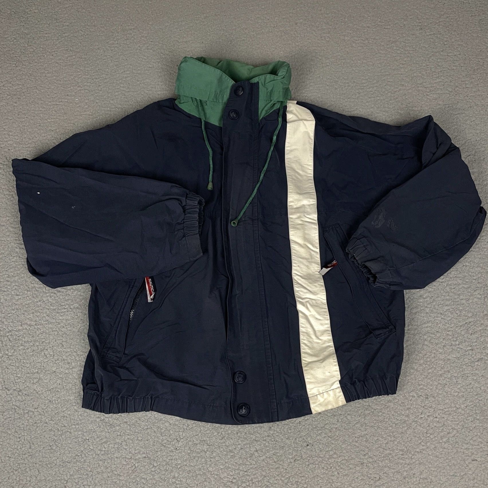 Nautica VINTAGE Nautica Jacket Mens L Blue Bomber Full Zip Hooded Retro Distressed L Size US L / EU 52-54 / 3 - 2 Thumbnail