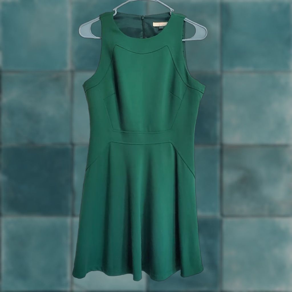 VINTAGE Trina Turk Dress M Green Melba Solid Ponte Sleeveless Holiday Party  Office - ilac.rochib.com