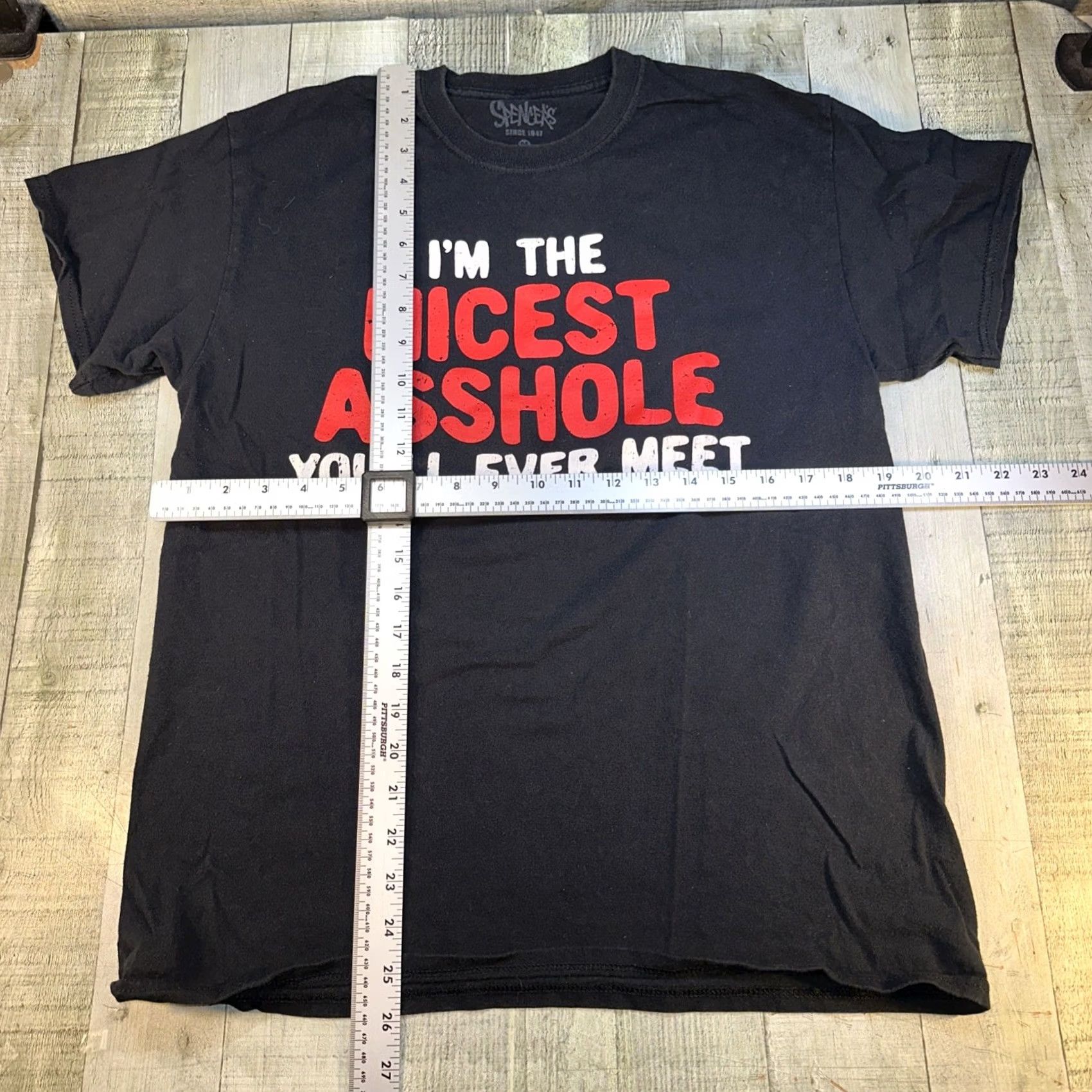Vintage Shenaniganz Graphic Tee Mens Medium Black Nicest A**hole Humor Shirt M & M Size US M / EU 48-50 / 2 - 2 Thumbnail