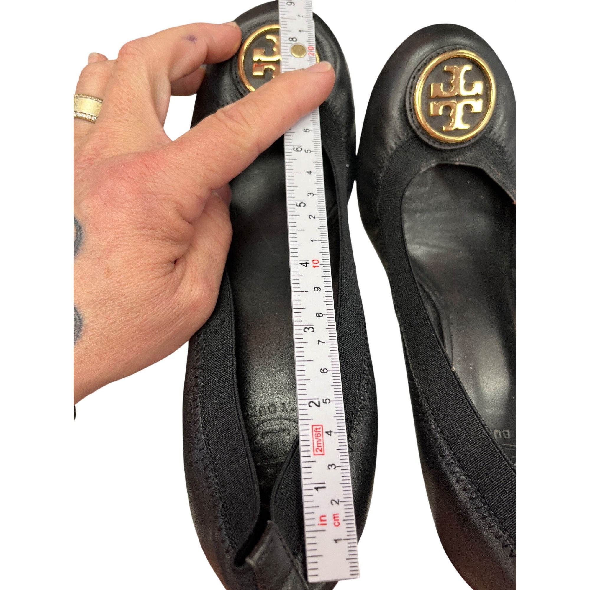 Tory Burch Tory Burch wms black leather slip wedge 2.5 heels shoes sz 8 Size US 8.5 / IT 38.5 - 17 Thumbnail