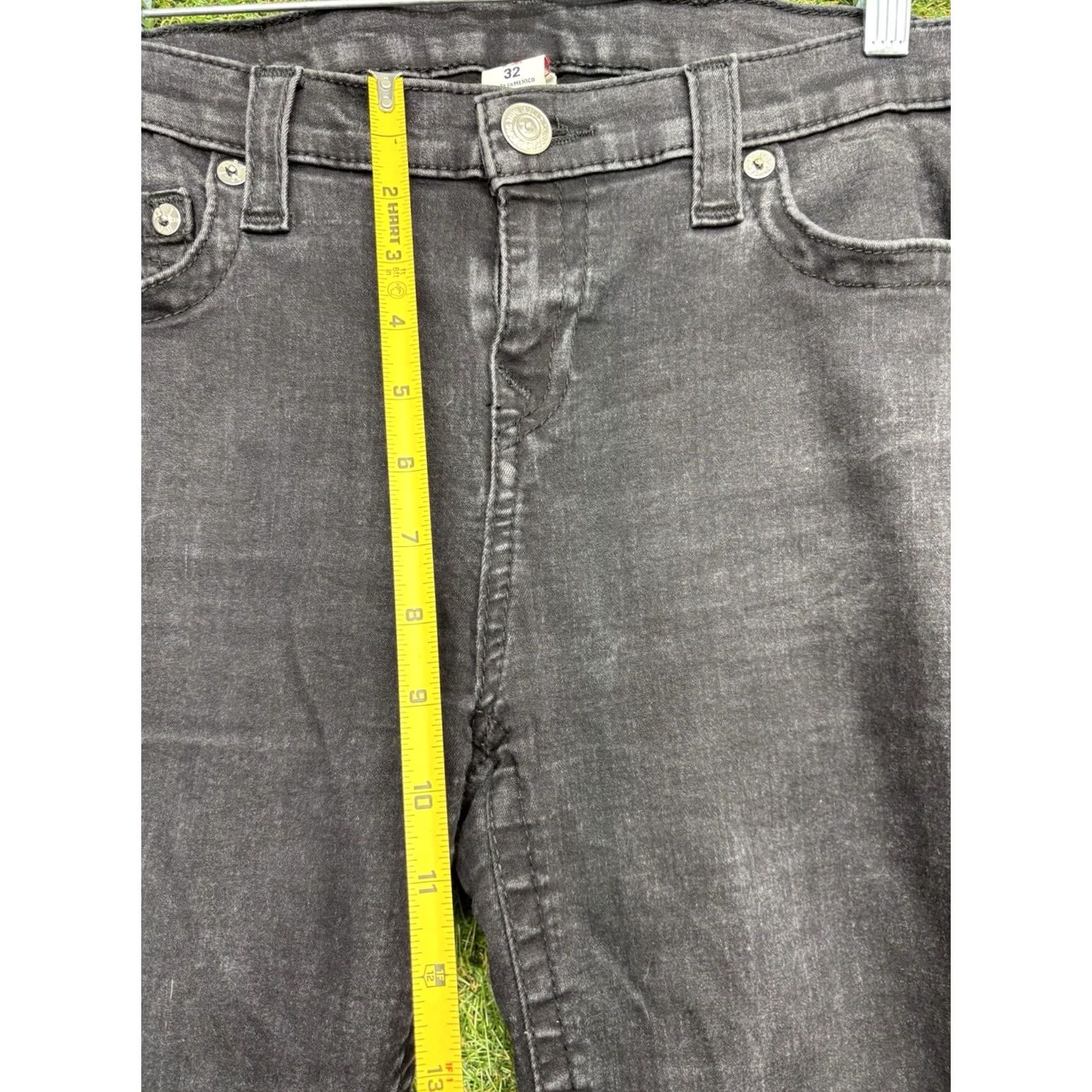 True Religion True Religion Jeans Womens 32 Black Halle Crystal Skinny Distressed Mid Rise Ankle Zip 5-Pocket Dark Wash World Tour Halle Womens Slim Jeans Size 24" / US 00 / IT 34 - 3 Thumbnail
