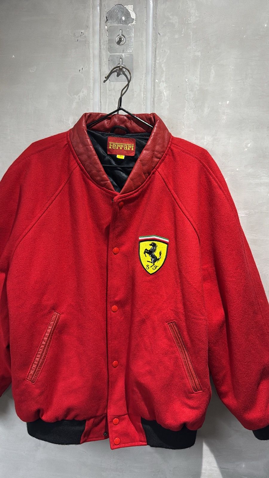 Ferrari vintage 90s scuderia ferrari wool leather varsity jacket Size US XL / EU 56 / 4 - 14 Thumbnail