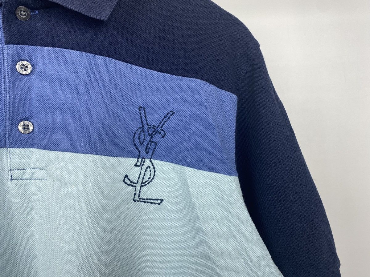 Saint Laurent Paris Yves Saint Laurent Striped Polo Shirt Big Logo YSL Preppy Size US M / EU 48-50 / 2 - 4 Thumbnail
