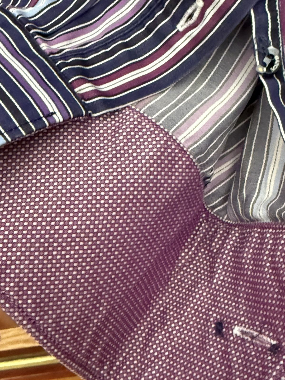 BUGATCHI Bugatchi Men's Striped Dress Shirt - Blue, White and Purple Size US L / EU 52-54 / 3 - 3 Thumbnail