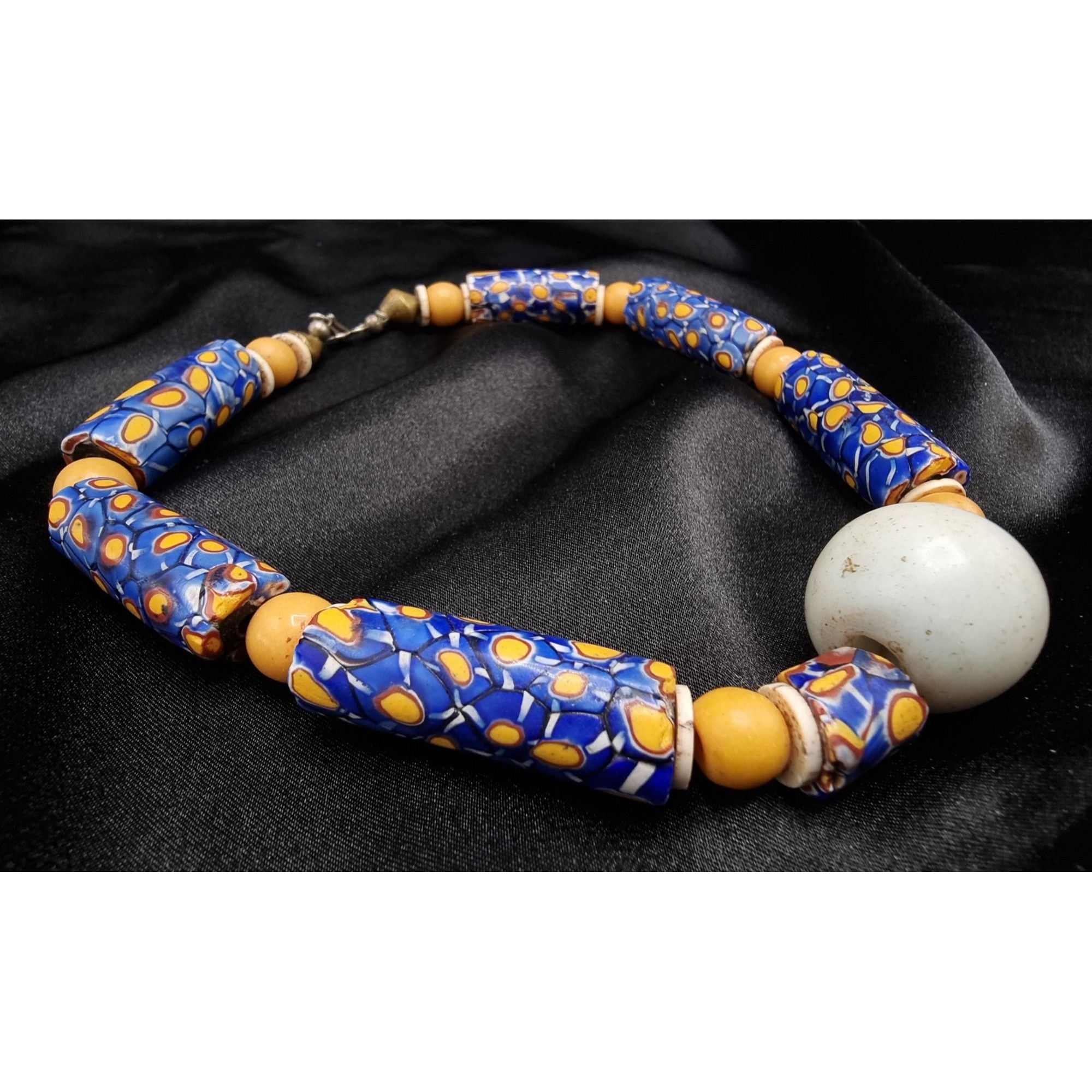 Vintage Antique Millefiori Trade Bead Necklace With White Focal Bead Size ONE SIZE - 5 Thumbnail