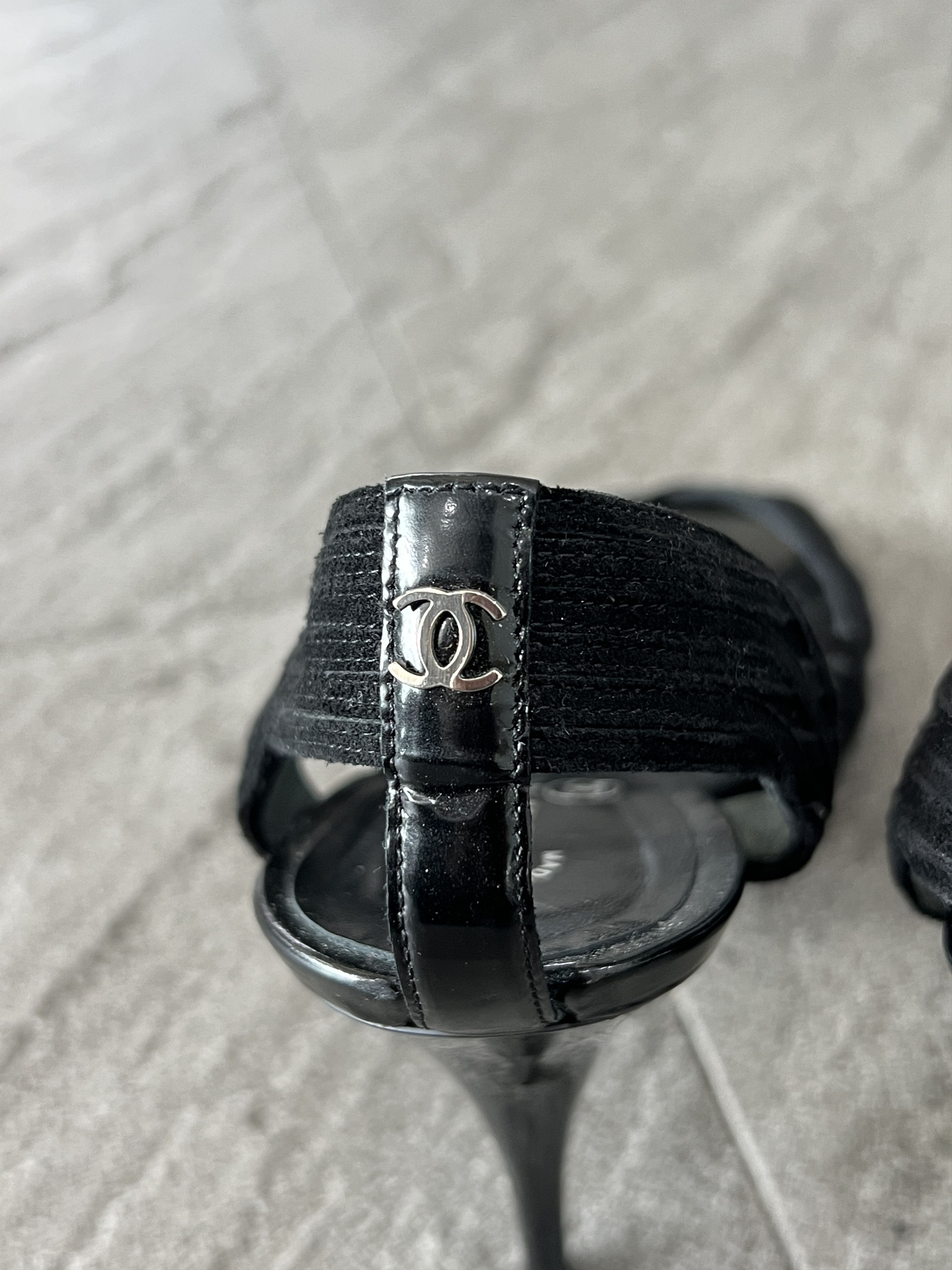 Chanel Chanel Black Strappy Slingback Heels CC Logo EU37 Size US 7 / IT 37 - 9 Thumbnail