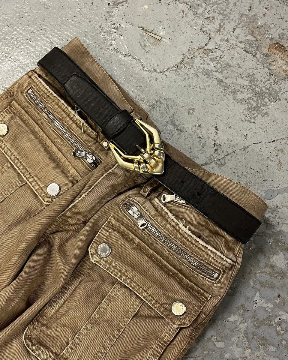 Versace 2000s Versace Golden Futuristic V Black Leather Belt Size ONE SIZE - 1 Thumbnail