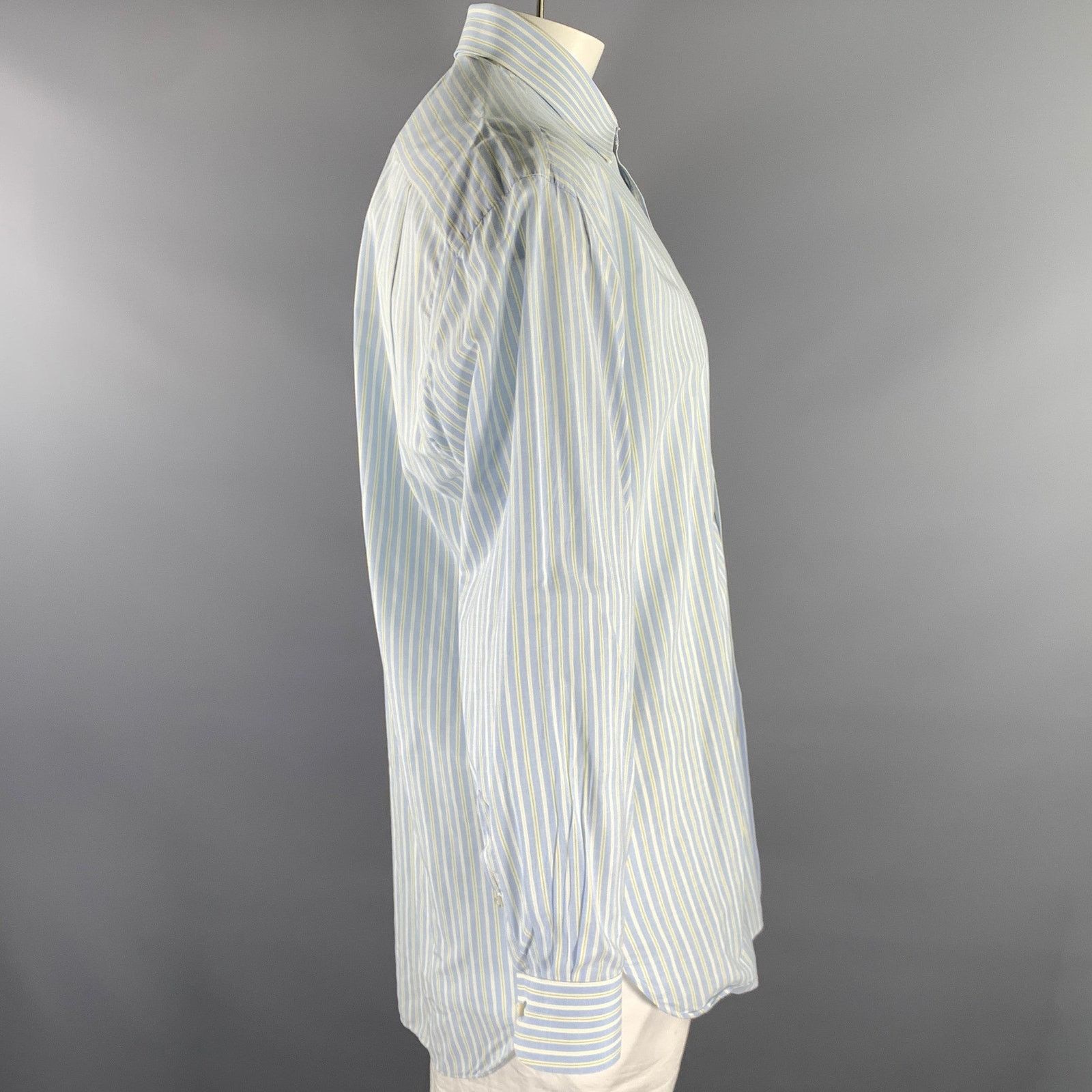 Bergdorf Goodman BERGDORF GOODMAN XL Blue Yellow Stripe Cotton L/S Shirt Size US XL / EU 56 / 4 - 3 Thumbnail