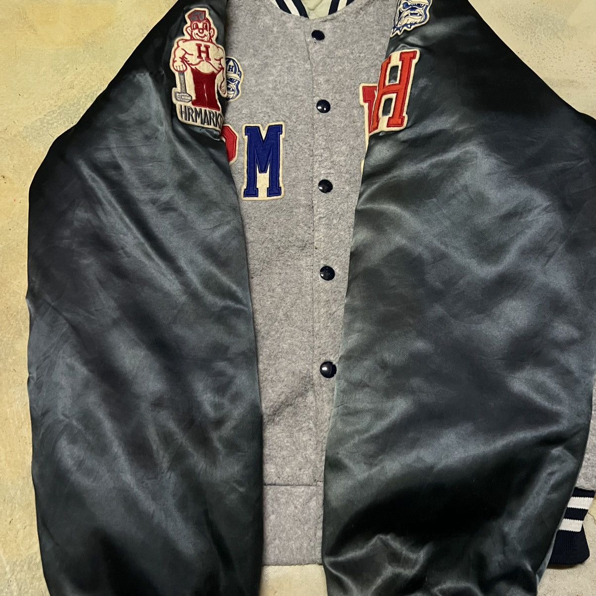 Japanese Brand Vintage HR Market Distressed Varsity Jacket Size US S / EU 44-46 / 1 - 11 Thumbnail