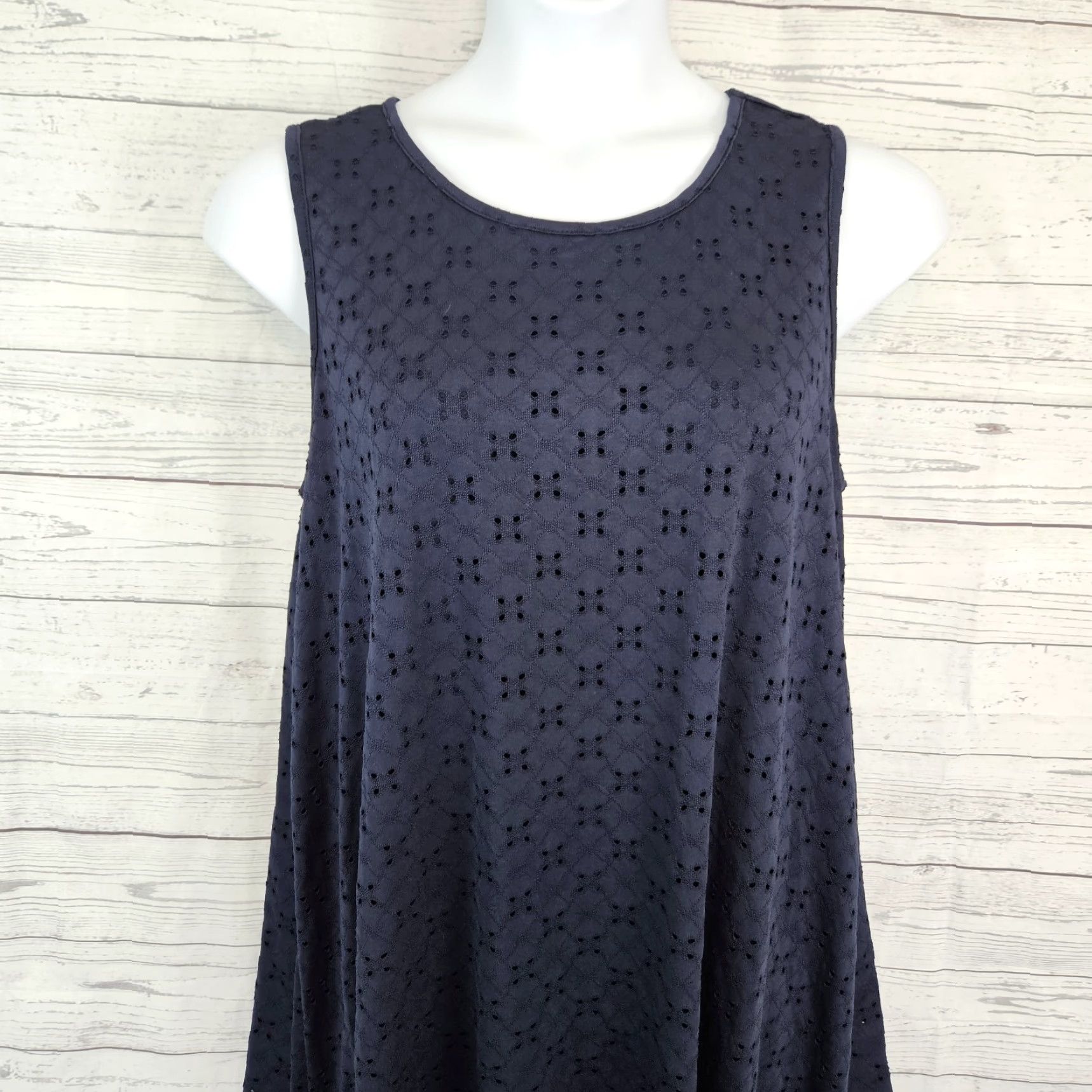 Market Market & Spruce Womens Dress Sz 2X Blue Eyelet Sleeveless Size XXL / US 16-18 / IT 52-54 - 2 Thumbnail