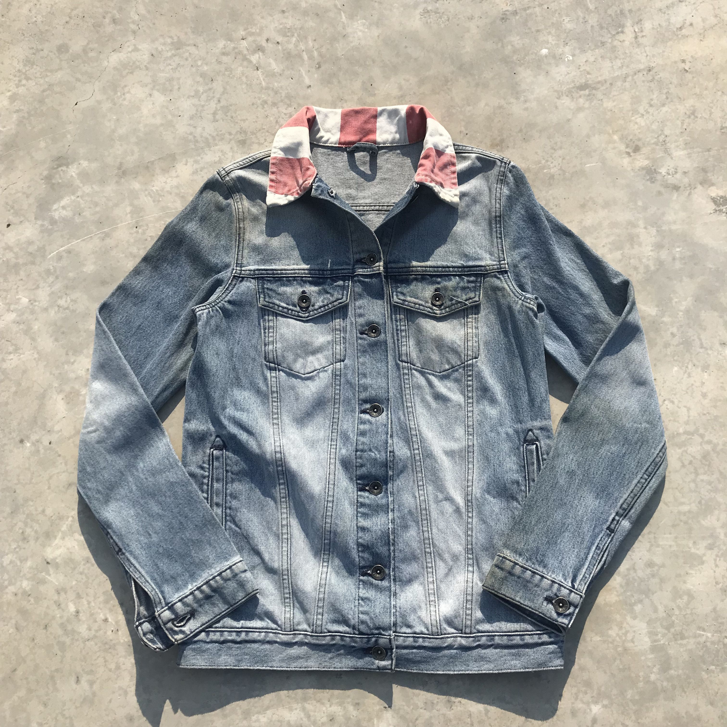 Vans Vintage Vans Trucker jacket blue grey jeans Colar Stripes Size US M / EU 48-50 / 2 - 19 Thumbnail