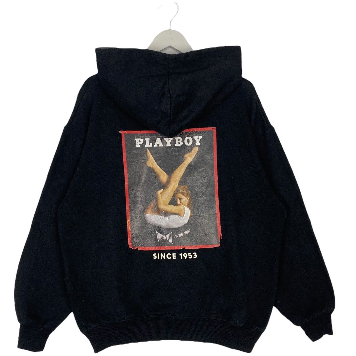 Vintage Vintage Playboy Embroidered Hoodie Black Pullover Jumper M Size US L / EU 52-54 / 3 - 4 Thumbnail