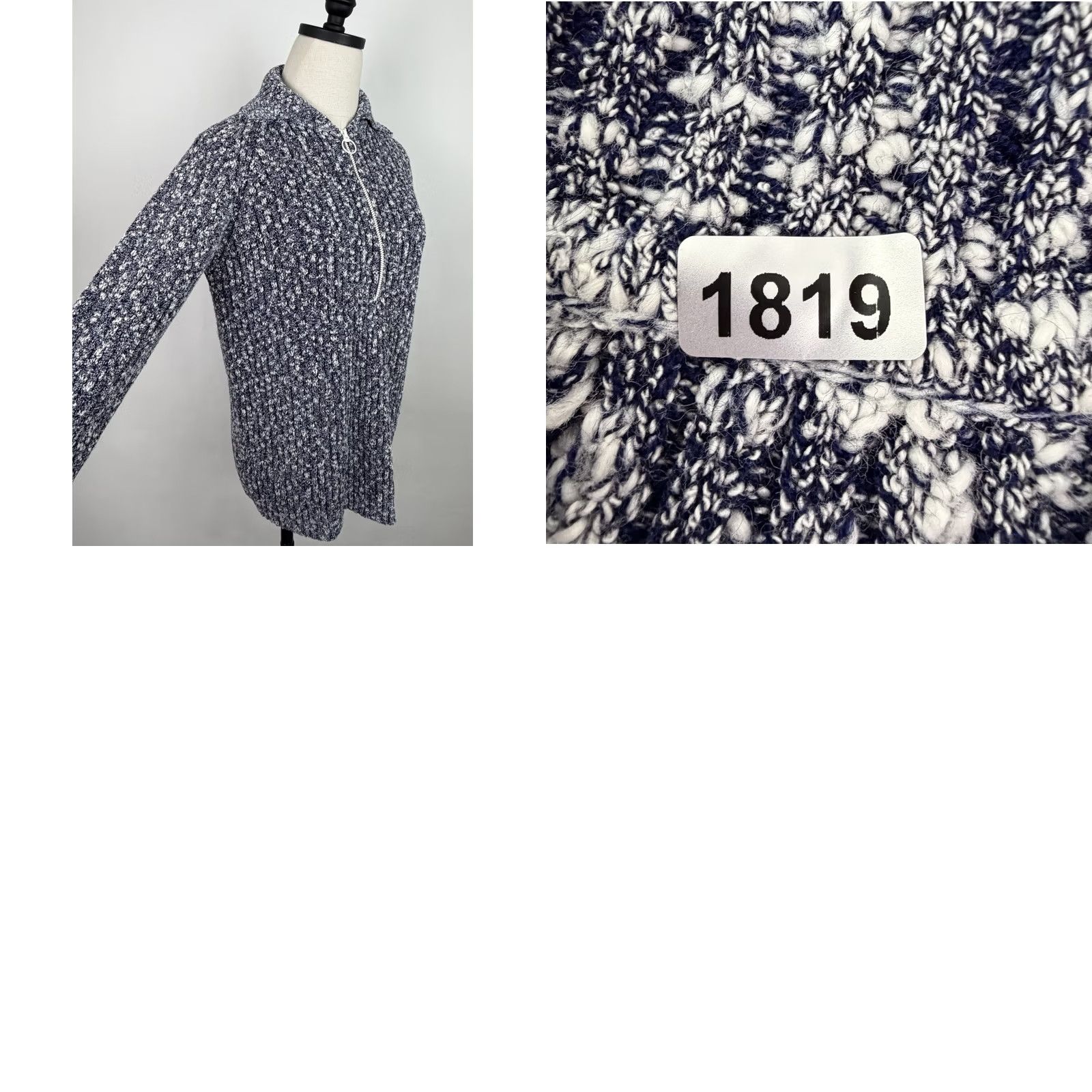 Vintage VINTAGE Womens Medium Sweater 70s Navy 1/2 Zip Raglan Knit Pullover Ski Size M / US 6-8 / IT 42-44 - 9 Thumbnail