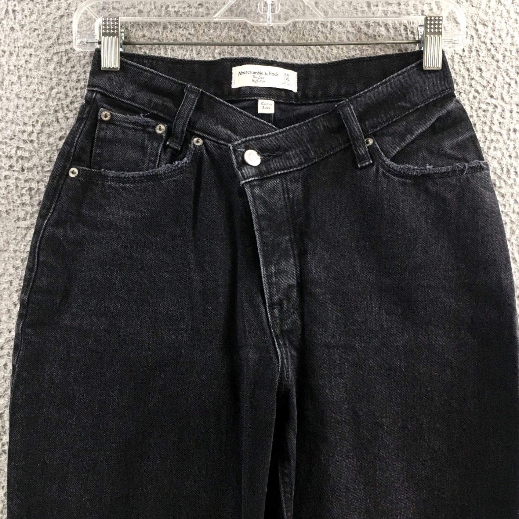 Abercrombie & Fitch Abercrombie & Fitch The Dad Jeans Womens Black Denim Zip 24/00s Size 42" / US 20 - 2 Thumbnail