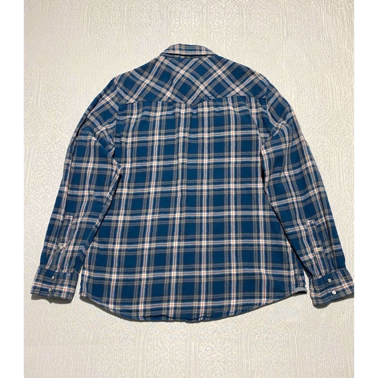 Vintage Urban Pipeline Shirt Mens Large Plaid Pearl Snap Casual Western Cowboy Roll Tab Blue Cotton Button-Up Pocketed American Western Cowboy Theme Mens Size US L / EU 52-54 / 3 - 5 Thumbnail