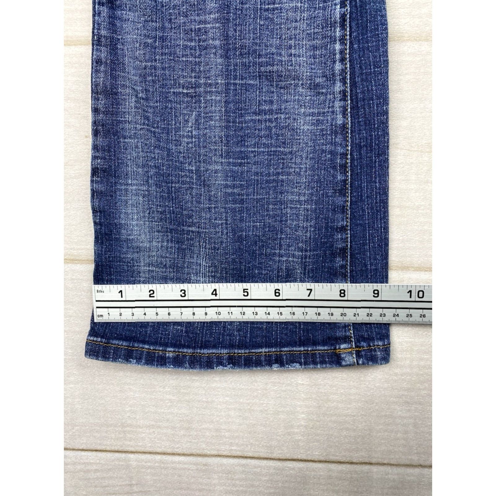 Vintage Vtg Hint Jeans Womens 9 Blue Flare Bootcut Low Rise Distressed Pockets Y2K Size 30" / US 8 / IT 44 - 7 Thumbnail