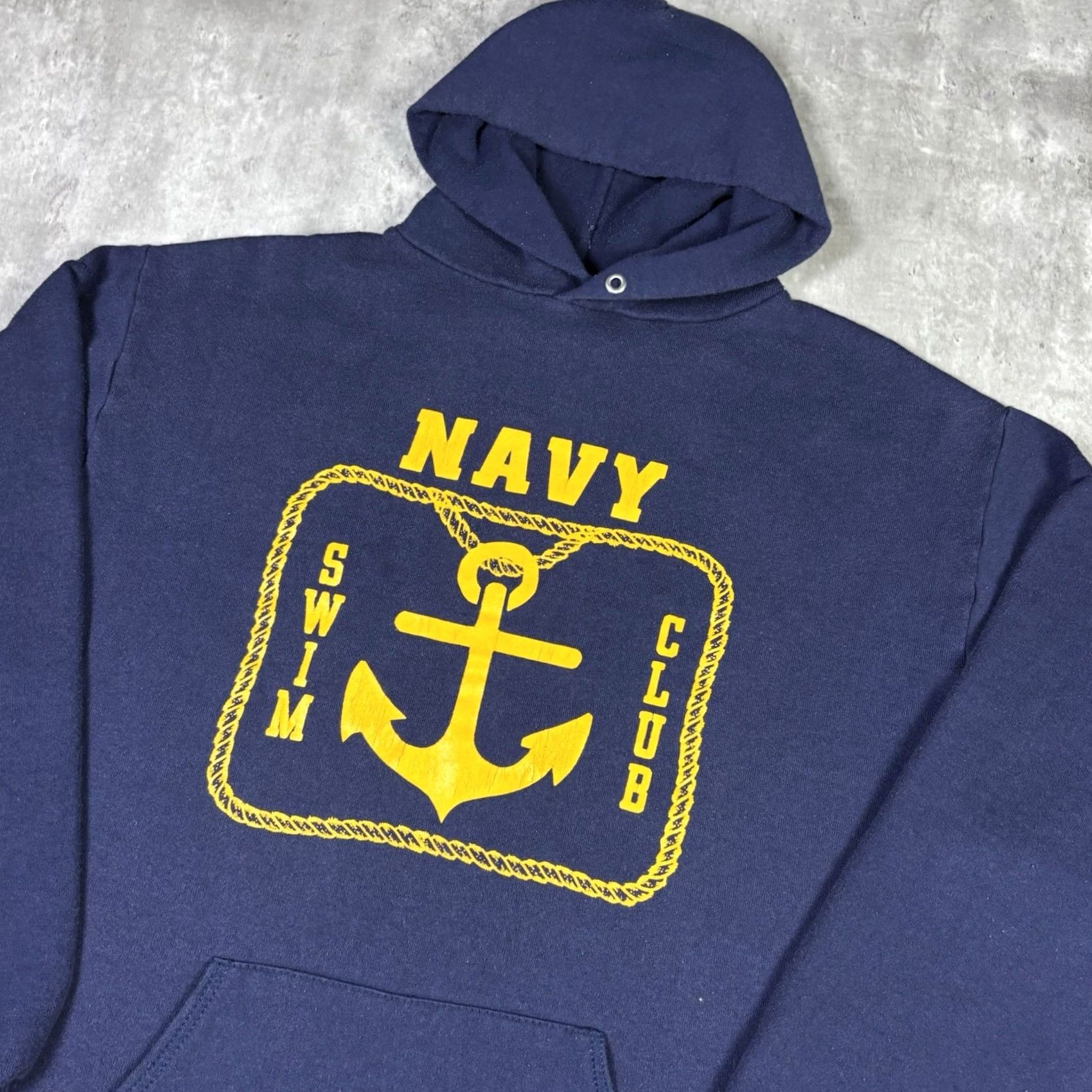 Jerzees VINTAGE Navy Swim Club Hoodie Military USA Navy Blue Adult XL 80s Size US XL / EU 56 / 4 - 7 Thumbnail