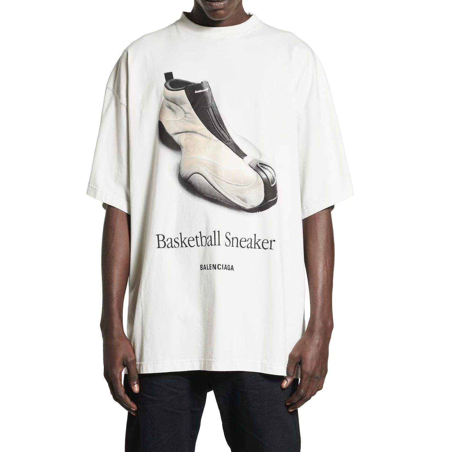 Balenciaga o1w1db10526 Basketball Sneaker T-Shirt Oversized in White Size US L / EU 52-54 / 3 - 4 Thumbnail