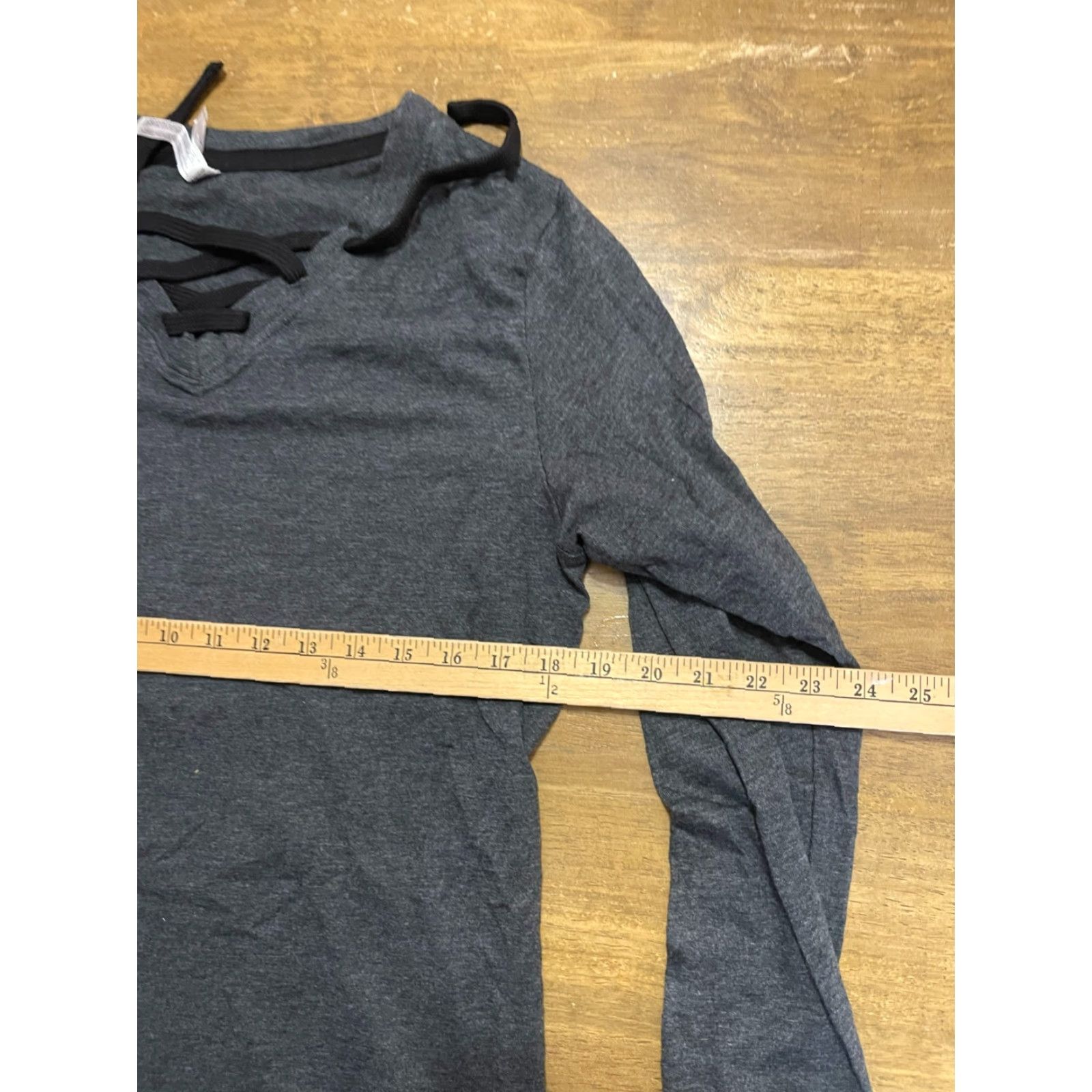 Olive Live and Tell Shirt Womens Large Gray Long Sleeve V-Neck Tie Up Shirt Size L / US 10 / IT 46 - 5 Thumbnail