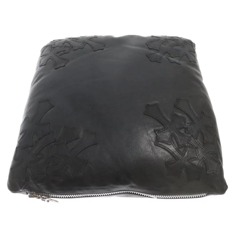image of Chrome Hearts Leather Cross Patch Pillow in Black, Men's