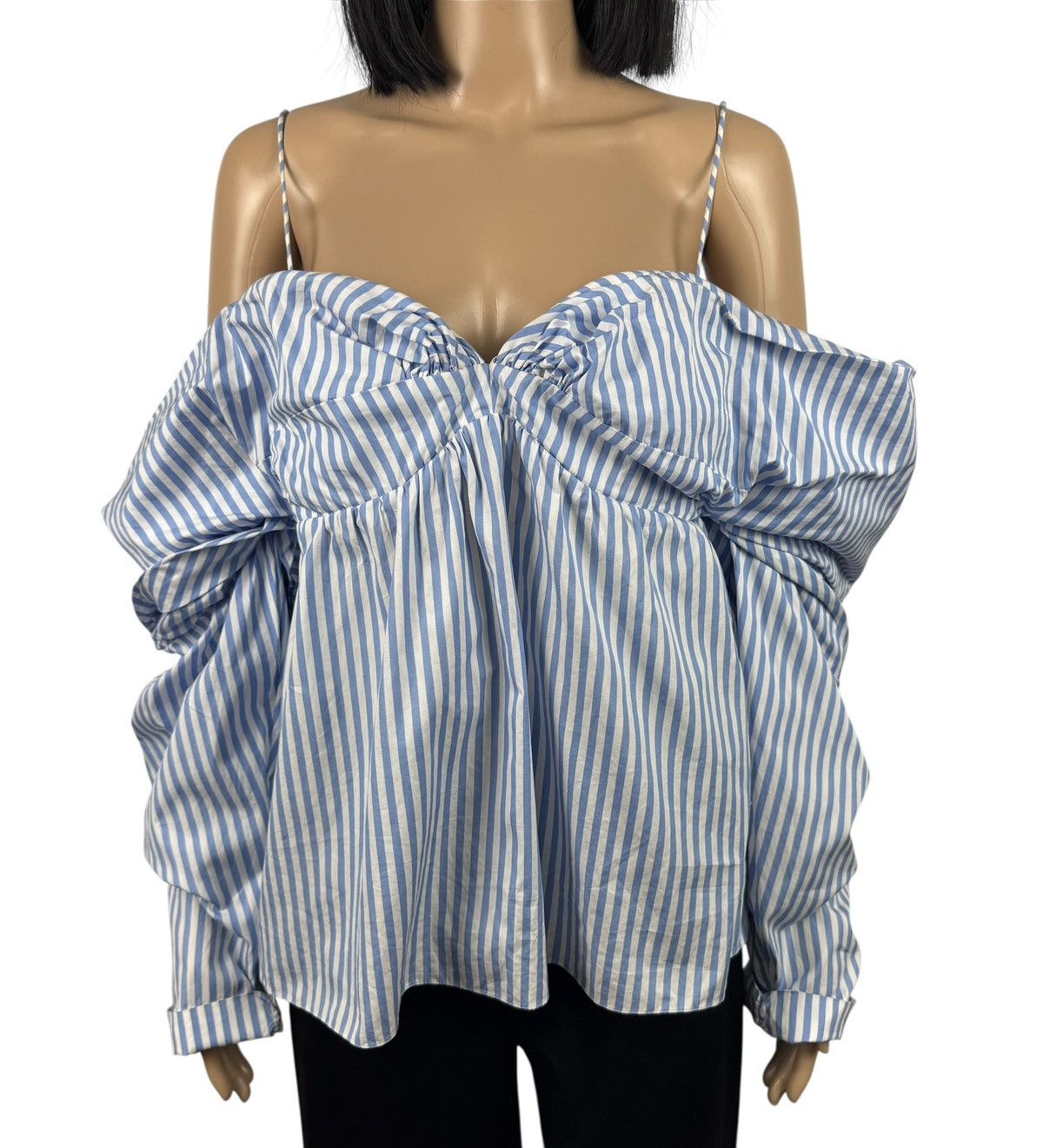 JW Anderson JW Anderson Blouse Off-the-shoulder with Ruching Striped Size L / US 10 / IT 46 - 2 Thumbnail