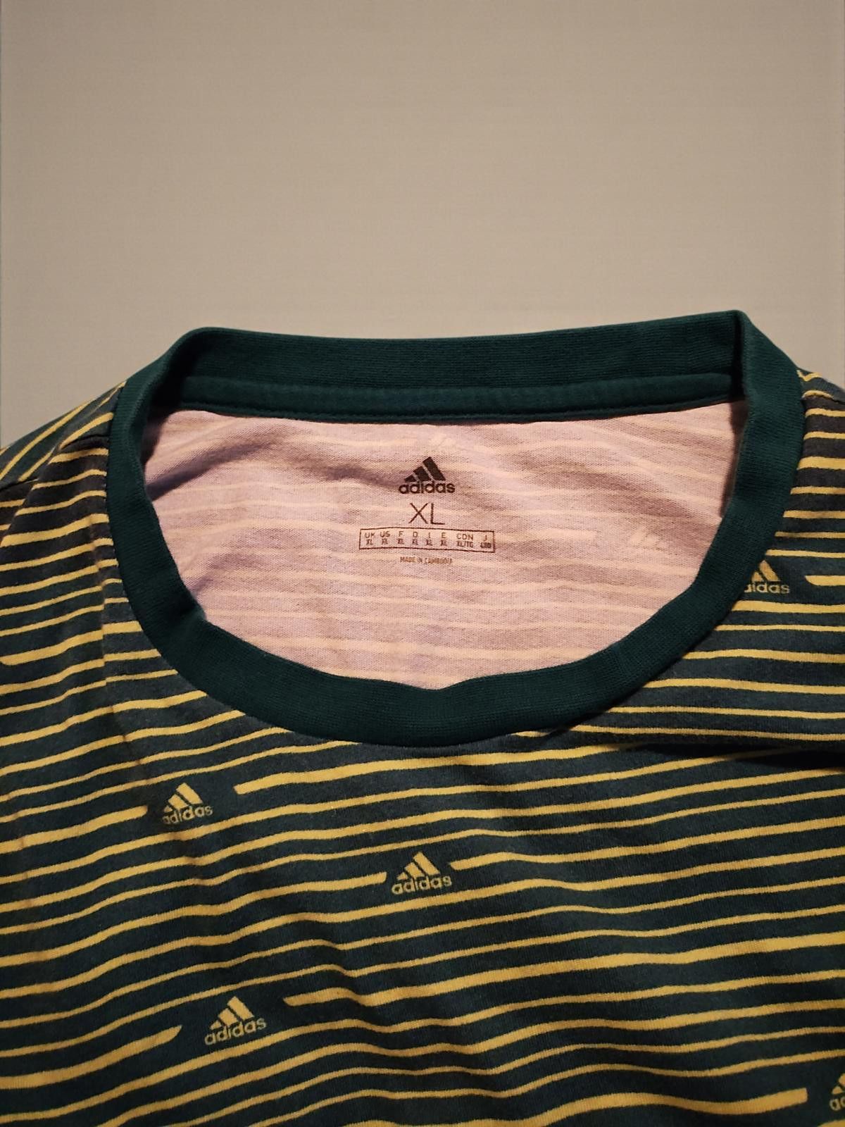 Adidas Adidas XL Men's Short Sleeve T-Shirt Green Striped Size US XL / EU 56 / 4 - 6 Thumbnail