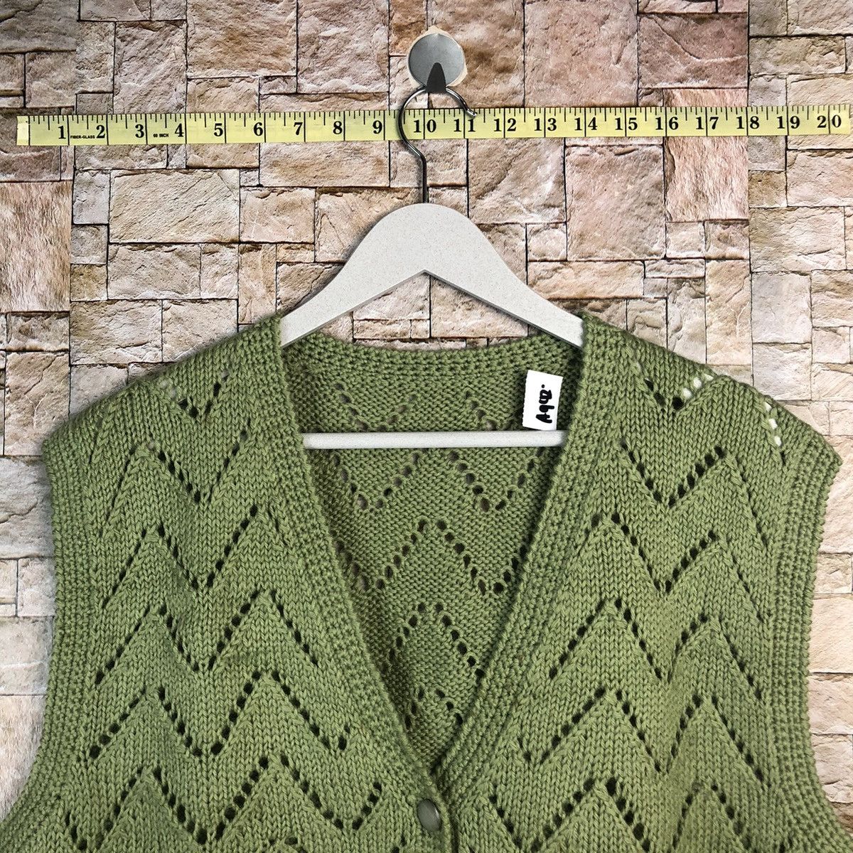 Homespun Knitwear × Japanese Brand × Vintage Japanese Brand Green Vest vintage crochet #A942 Size M / US 6-8 / IT 42-44 - 4 Thumbnail
