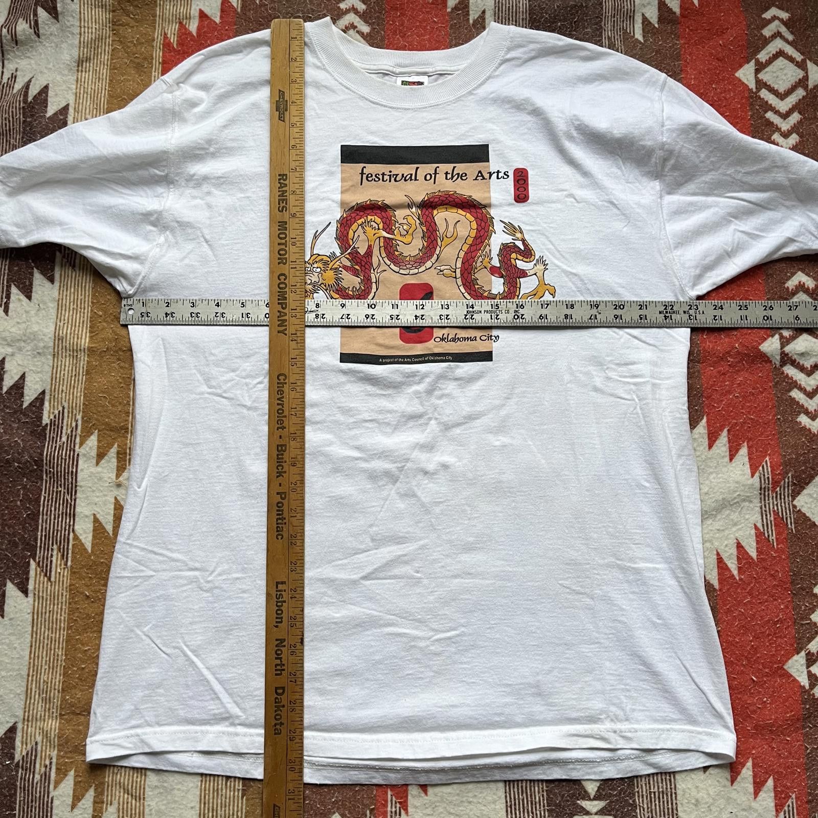 Fruit Of The Loom × Vintage Vintage 90s Y2K Chinese Dragon Art Festival Oklahoma Shirt Size US XL / EU 56 / 4 - 4 Thumbnail
