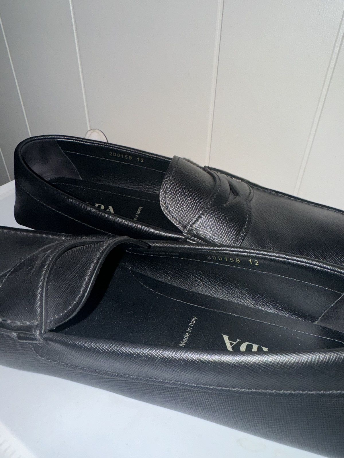 Prada Prada Black Saffiano Men's Penny Driving Loafer Size US 13 / EU 46 - 11 Thumbnail